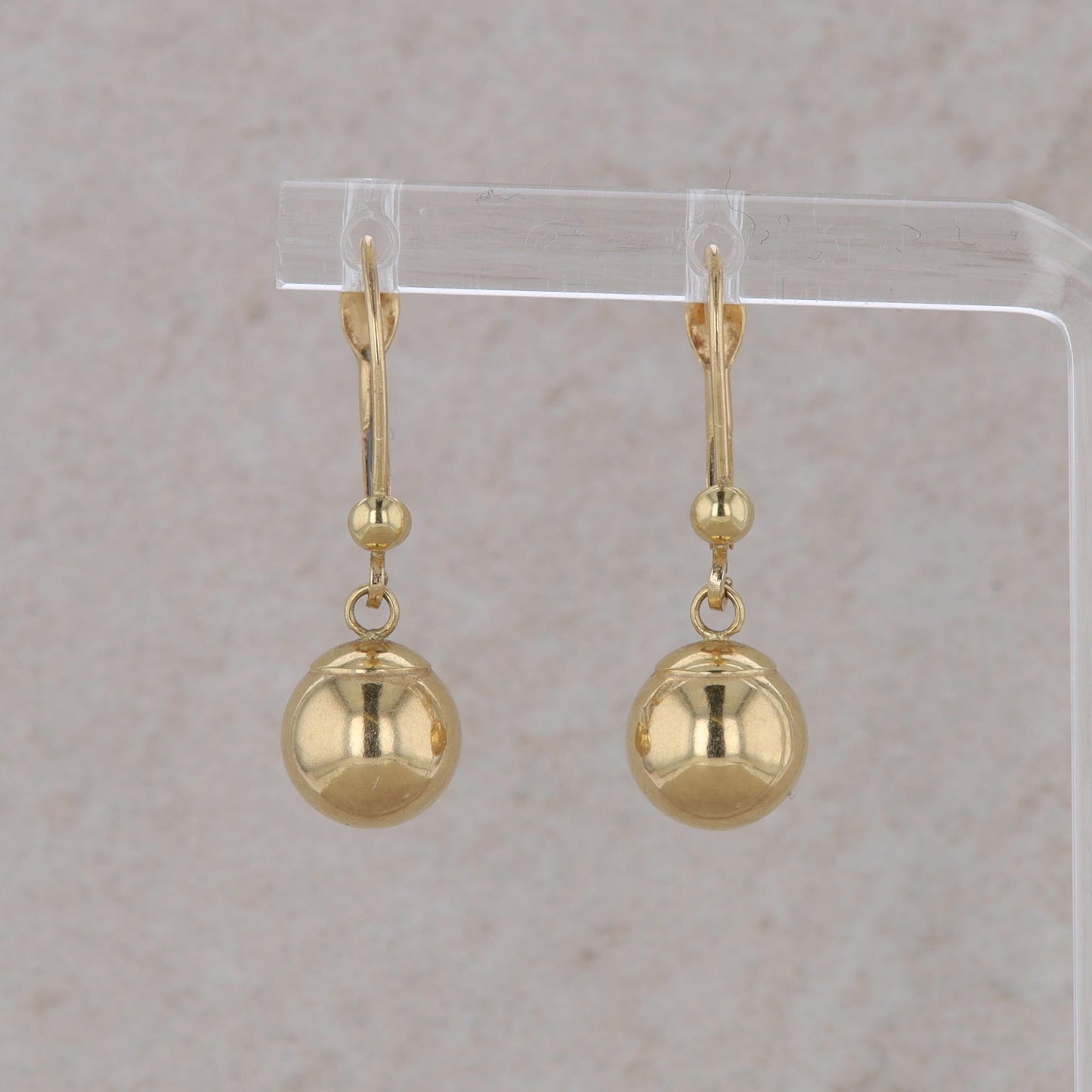 18k Yellow Gold Ball Dangle Leverback Earrings 1.3g