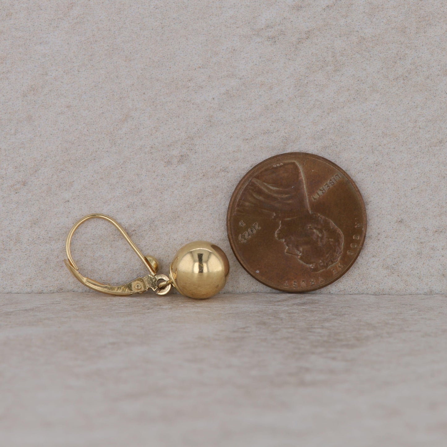 18k Yellow Gold Ball Dangle Leverback Earrings 1.3g