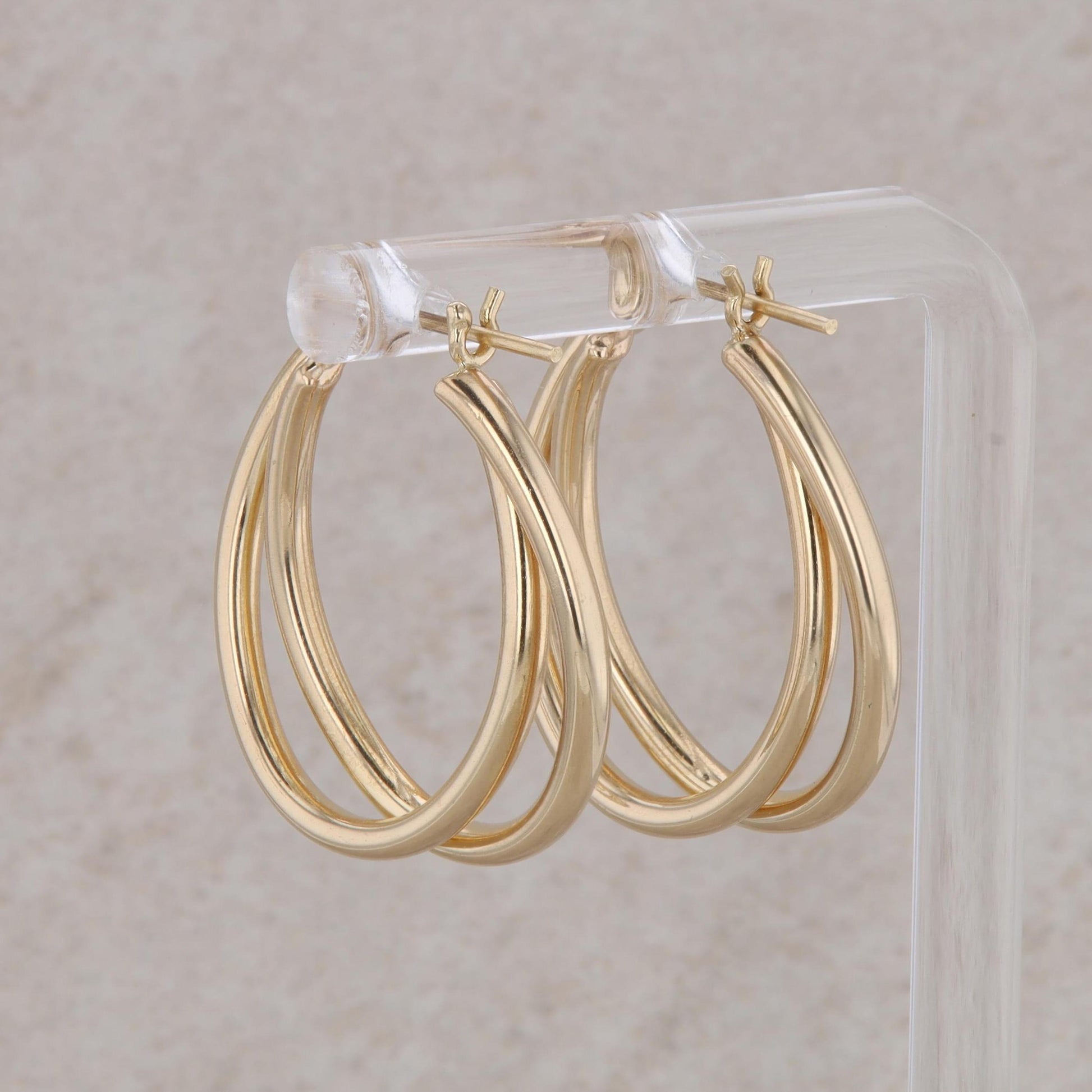 14k Yellow Gold Double Crossover Hoop Earrings 3.20g