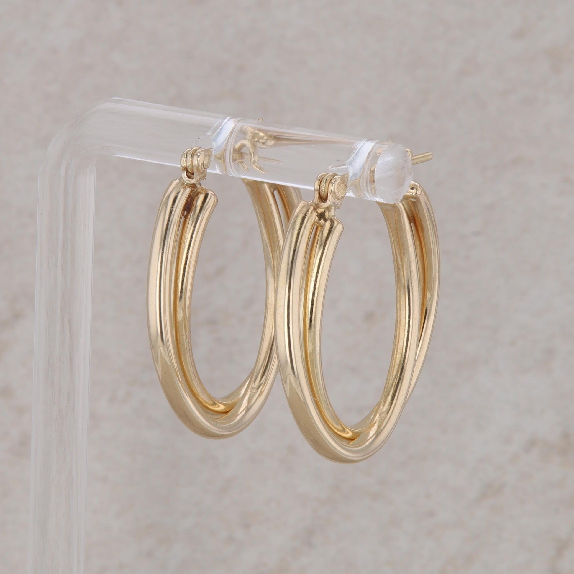 14k Yellow Gold Double Crossover Hoop Earrings 3.20g