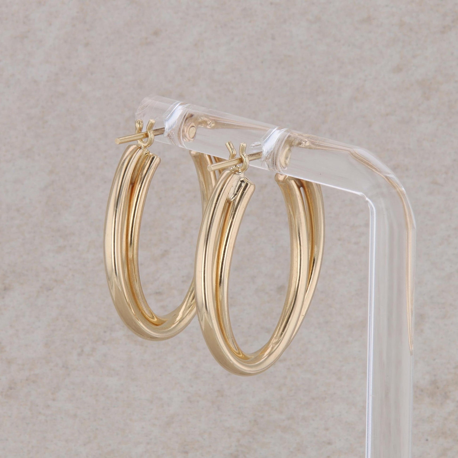 14k Yellow Gold Double Crossover Hoop Earrings 3.20g