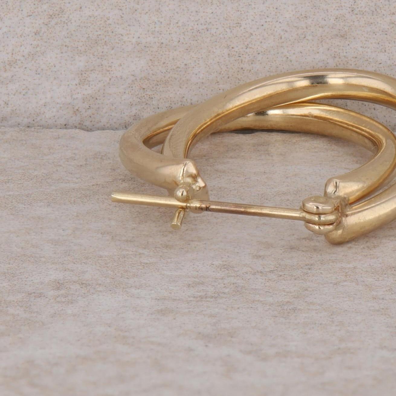 14k Yellow Gold Double Crossover Hoop Earrings 3.20g