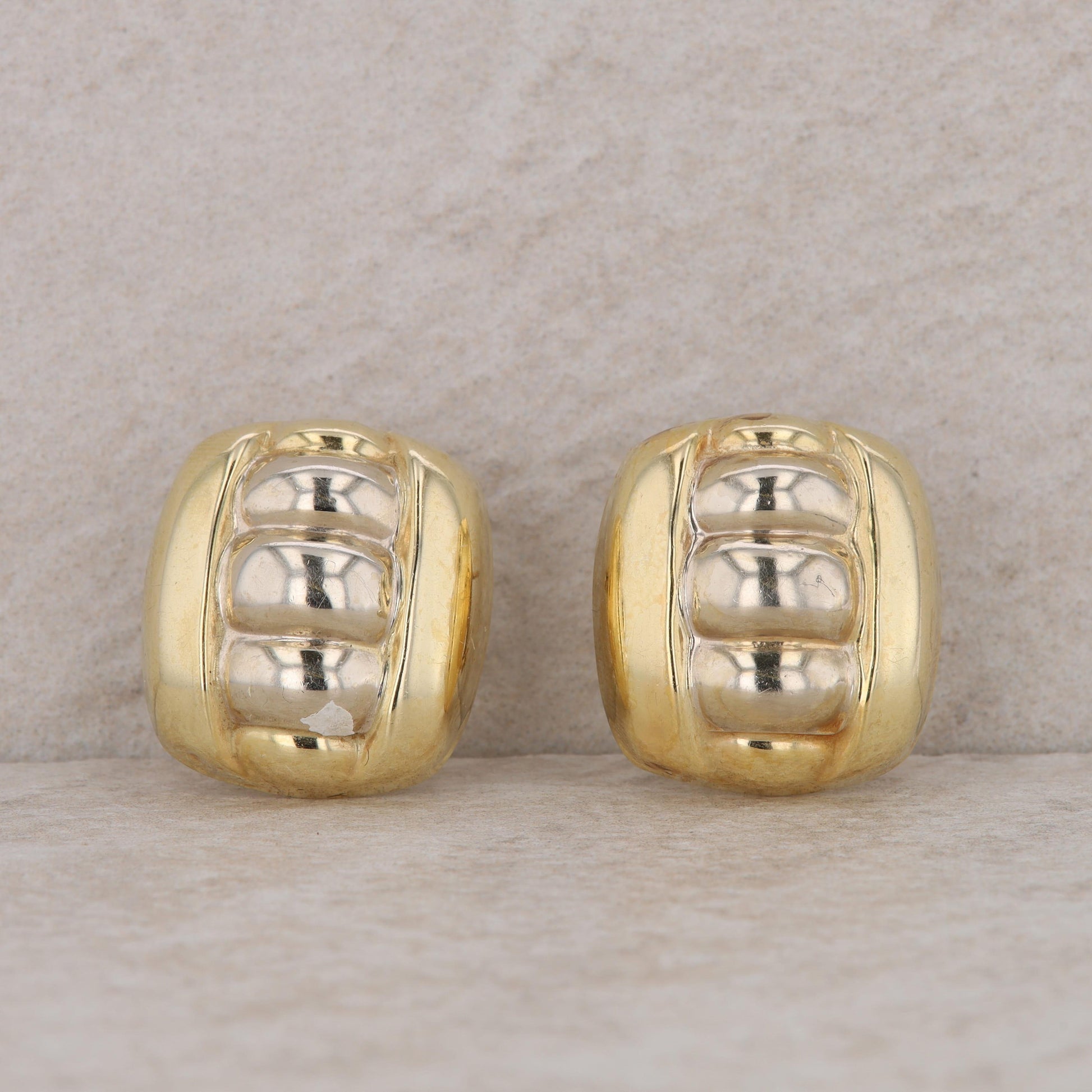 14k Yellow Gold Hollow Polished Fashion Stud Omega Earrings 7.45g