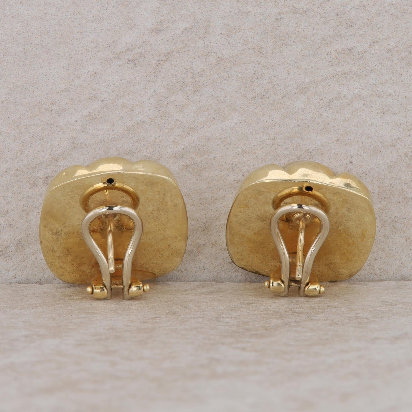 14k Yellow Gold Hollow Polished Fashion Stud Omega Earrings 7.45g