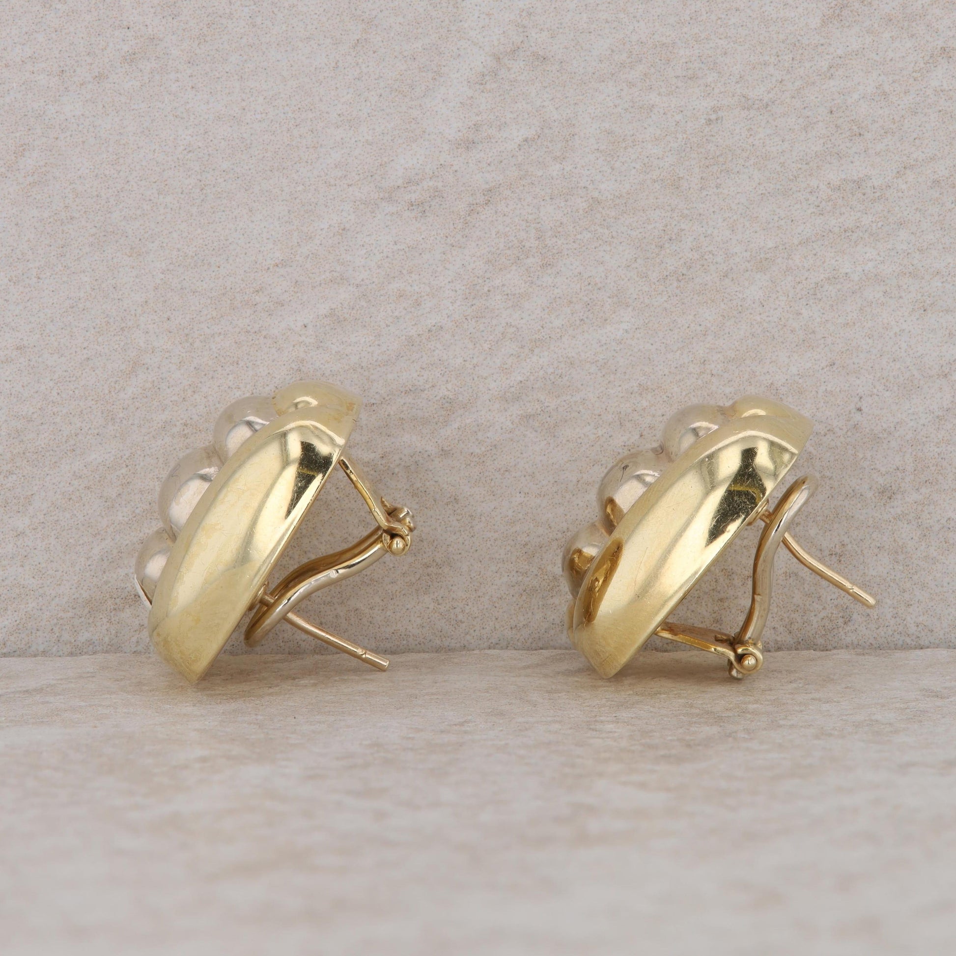 14k Yellow Gold Hollow Polished Fashion Stud Omega Earrings 7.45g