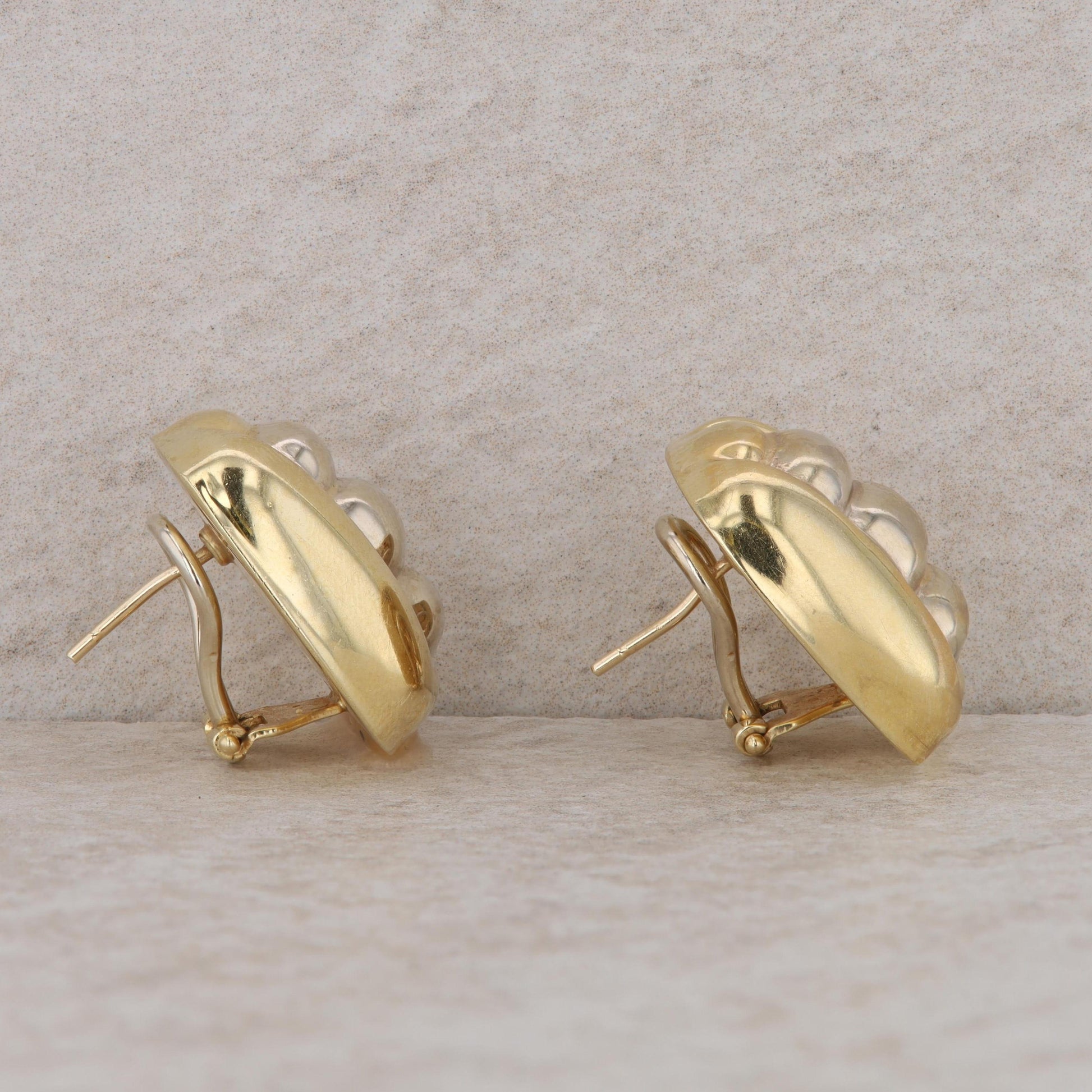 14k Yellow Gold Hollow Polished Fashion Stud Omega Earrings 7.45g