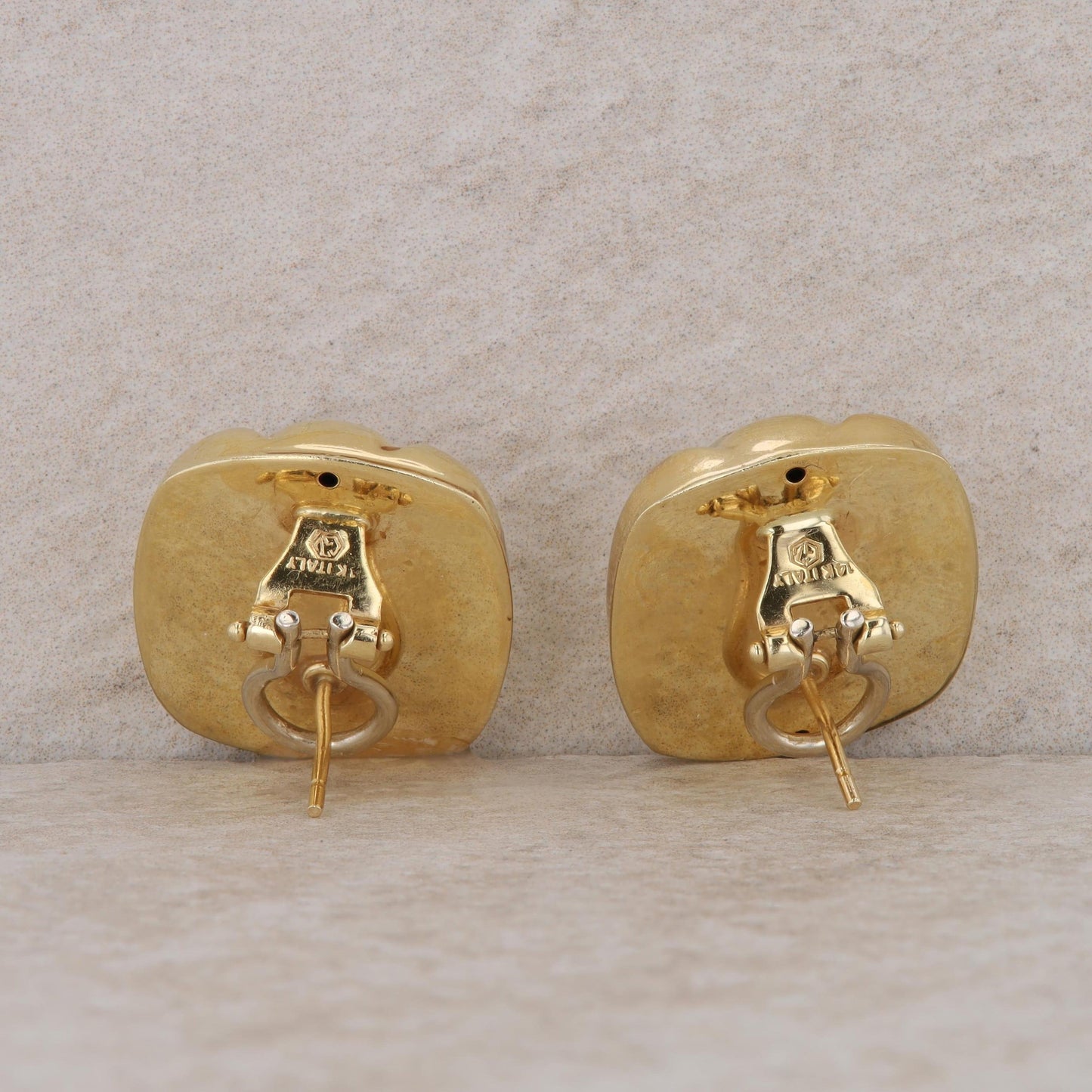 14k Yellow Gold Hollow Polished Fashion Stud Omega Earrings 7.45g