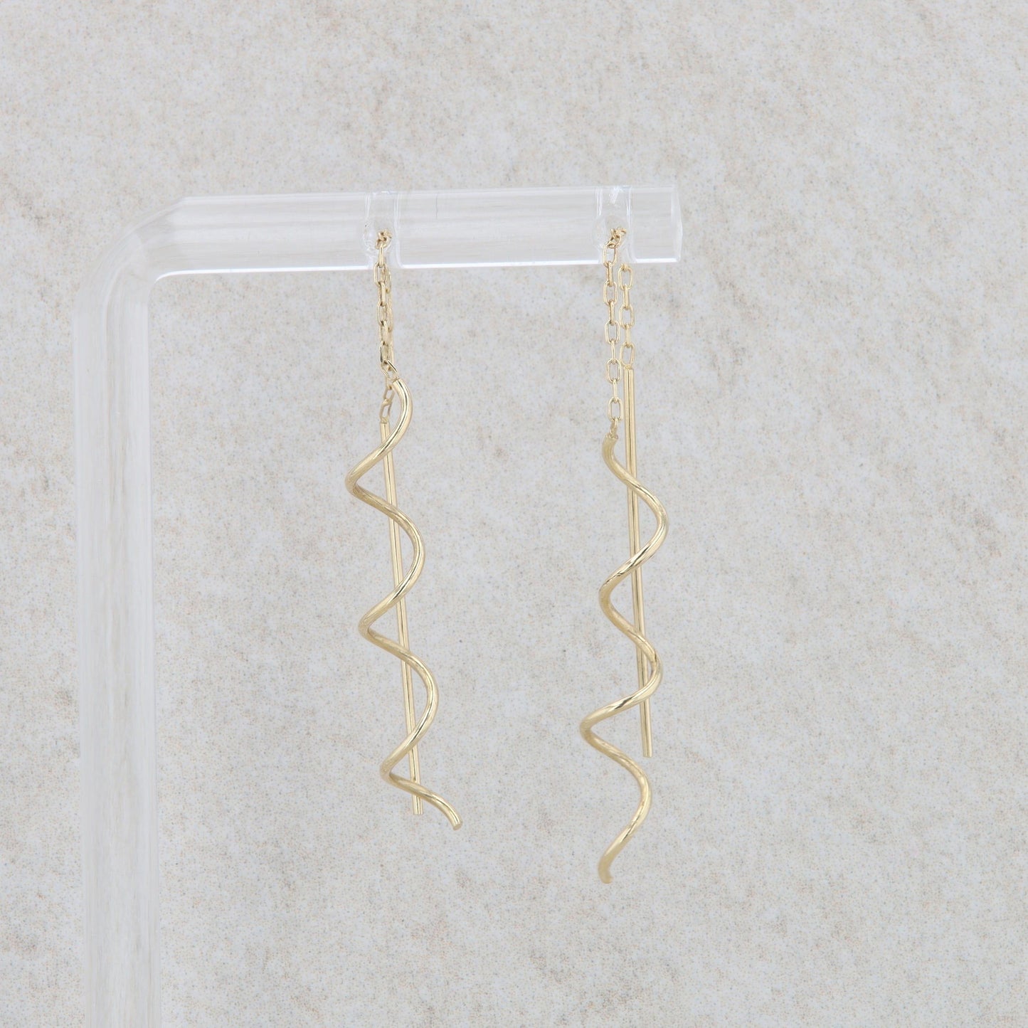 14k Yellow Gold Swirl Earring Threaders 0.88g