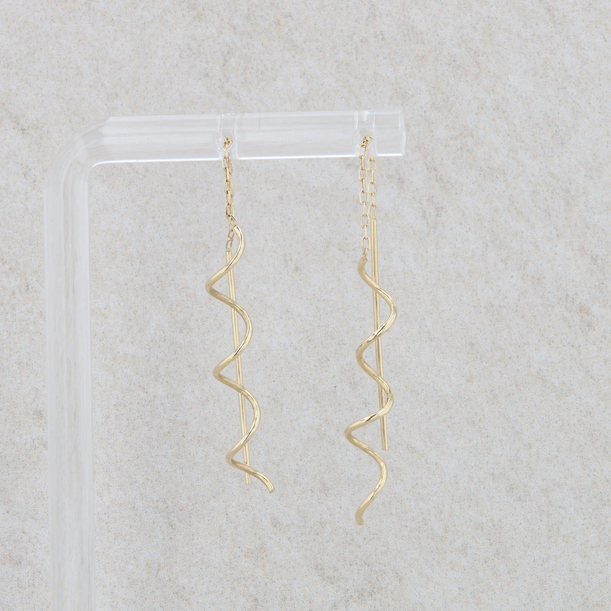 14k Yellow Gold Swirl Earring Threaders 0.88g