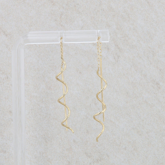 14k Yellow Gold Swirl Earring Threaders 0.88g