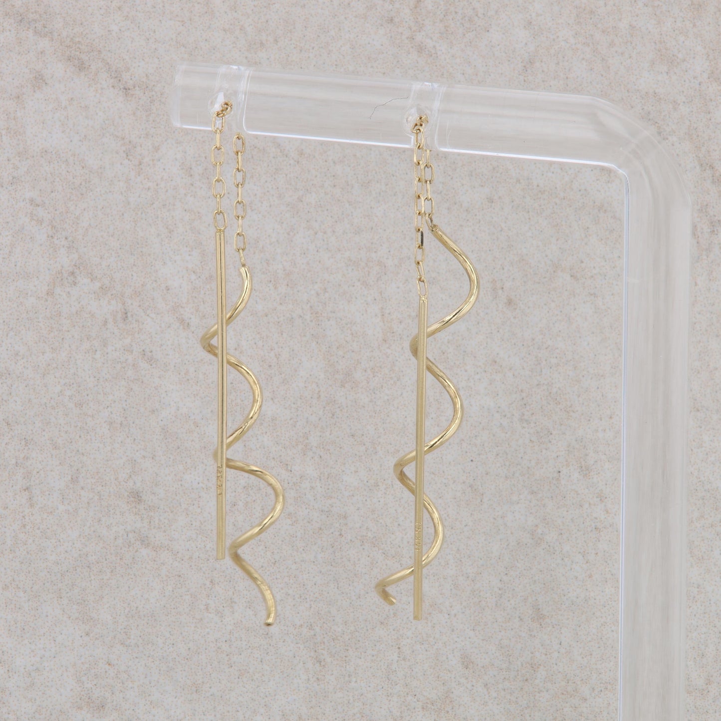 14k Yellow Gold Swirl Earring Threaders 0.88g