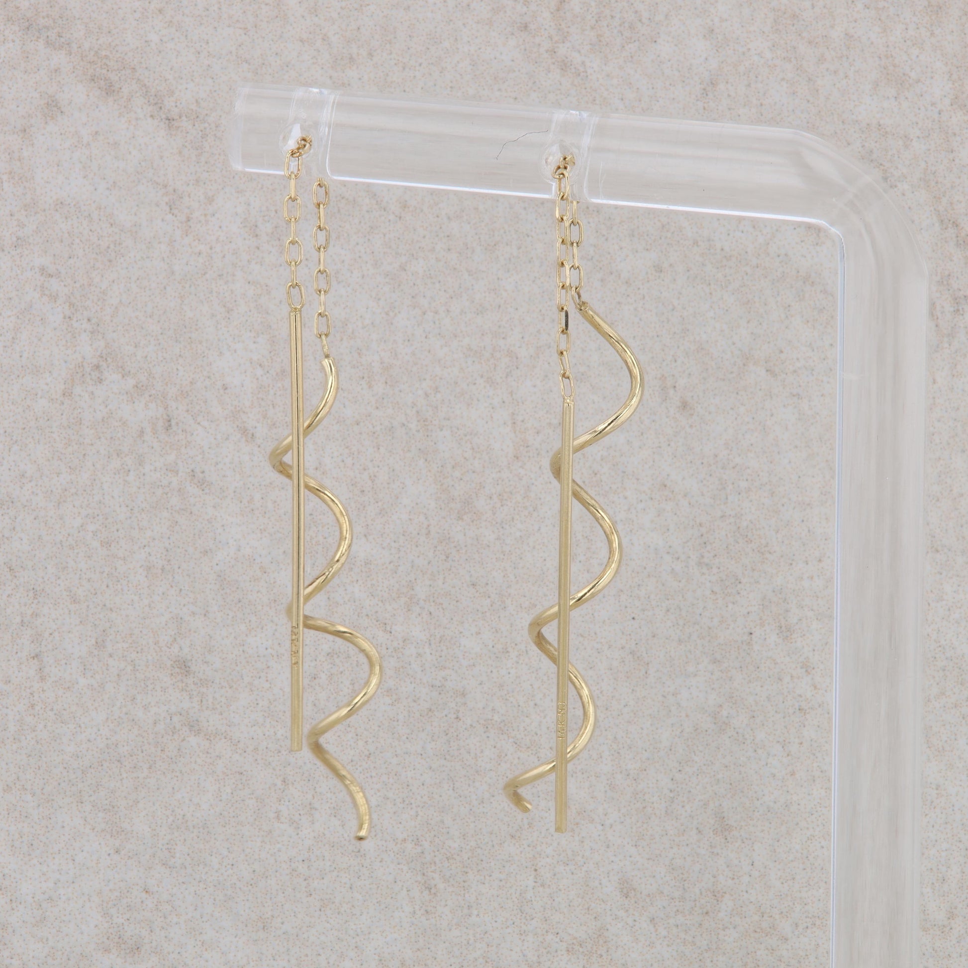 14k Yellow Gold Swirl Earring Threaders 0.88g