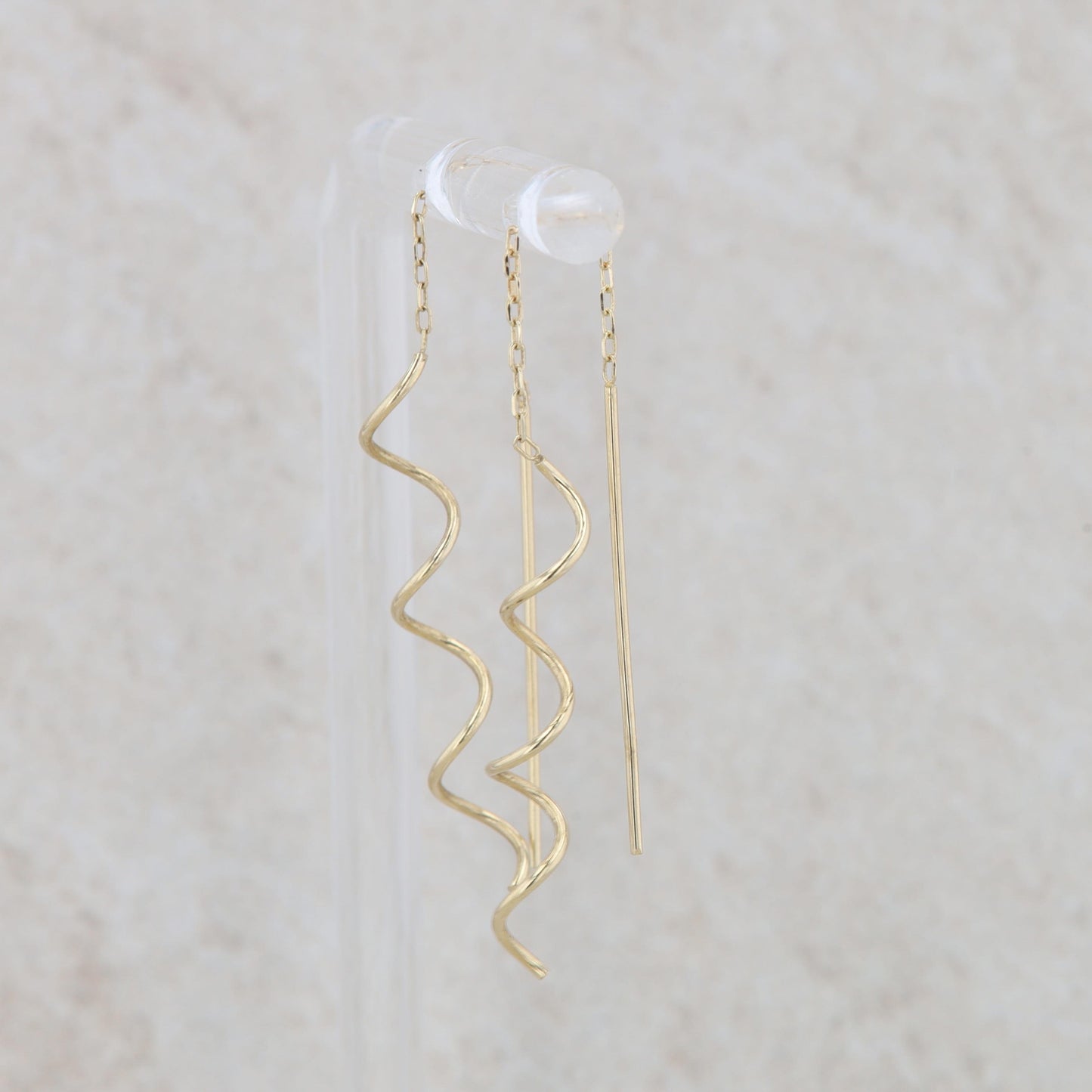 14k Yellow Gold Swirl Earring Threaders 0.88g