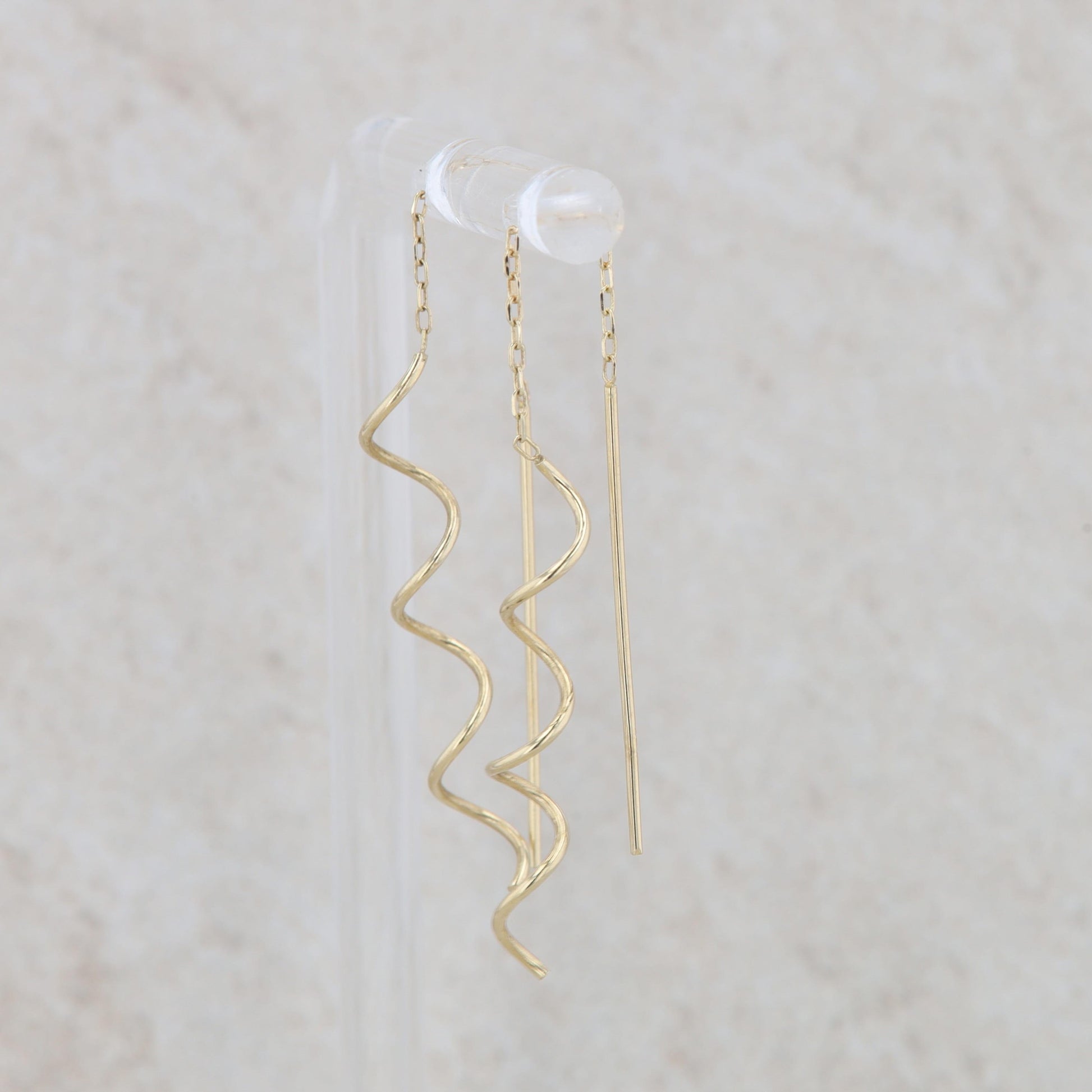 14k Yellow Gold Swirl Earring Threaders 0.88g