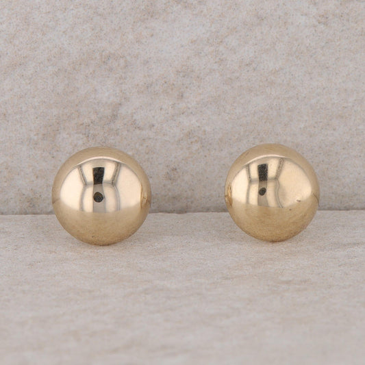 14k Yellow Gold Polished Button Earrings