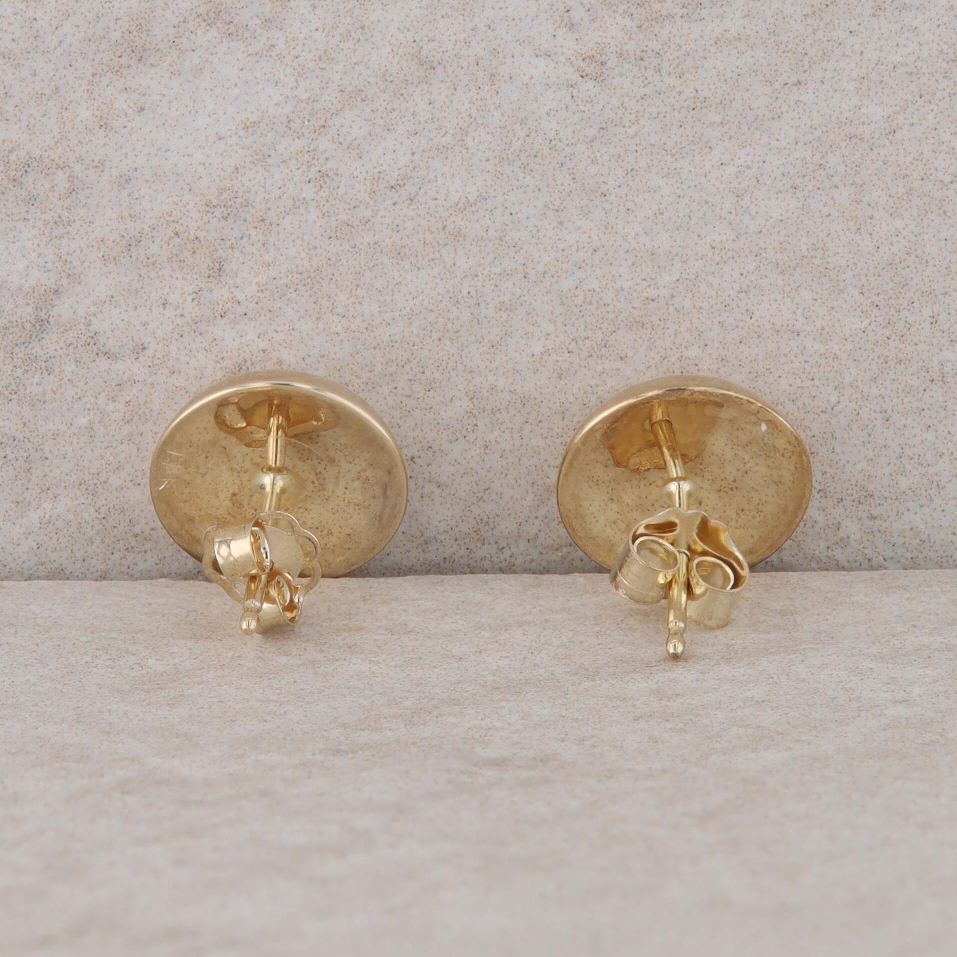 14k Yellow Gold Polished Button Earrings