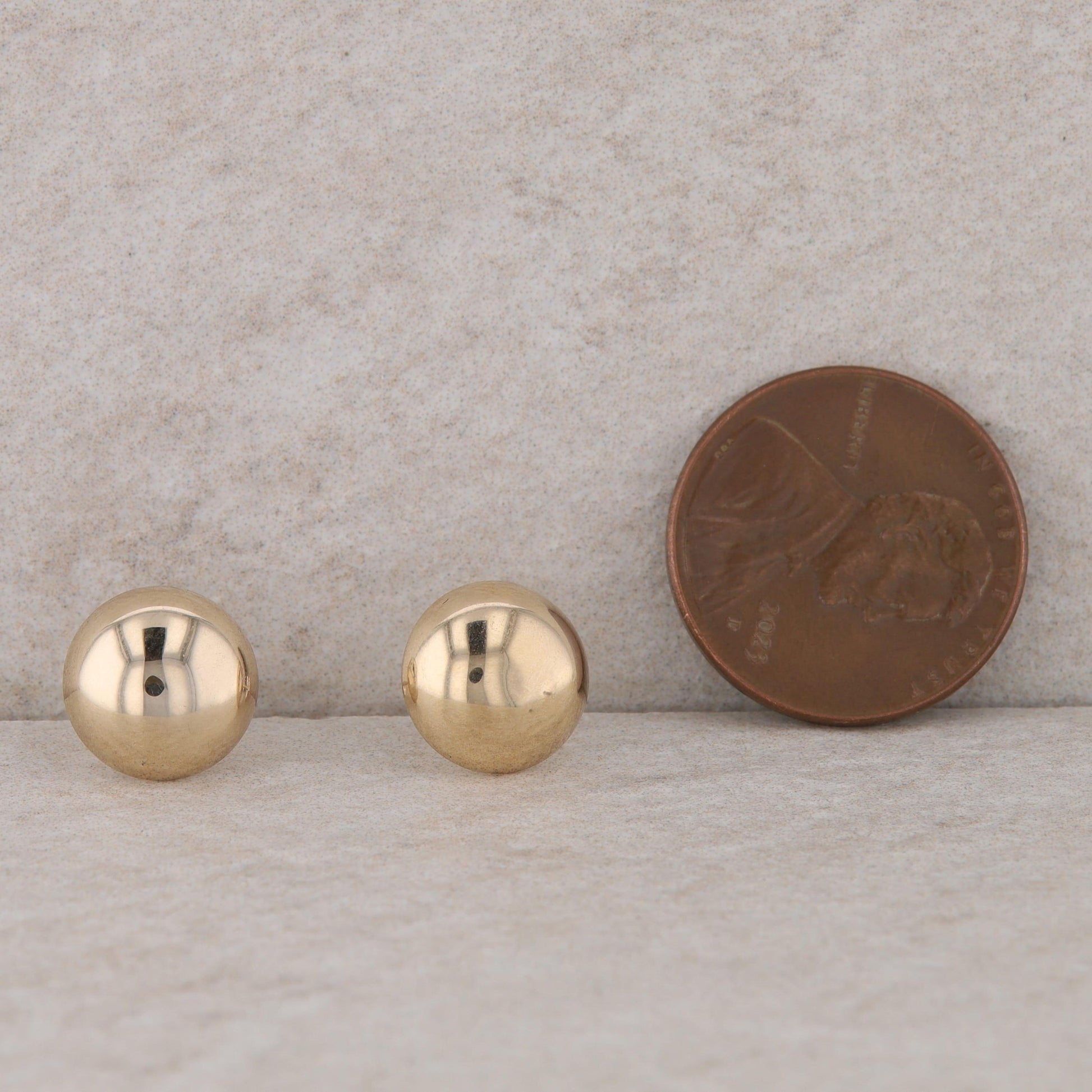 14k Yellow Gold Polished Button Earrings