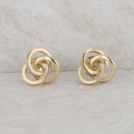 14k Yellow Gold Love Knot Stud Earrings