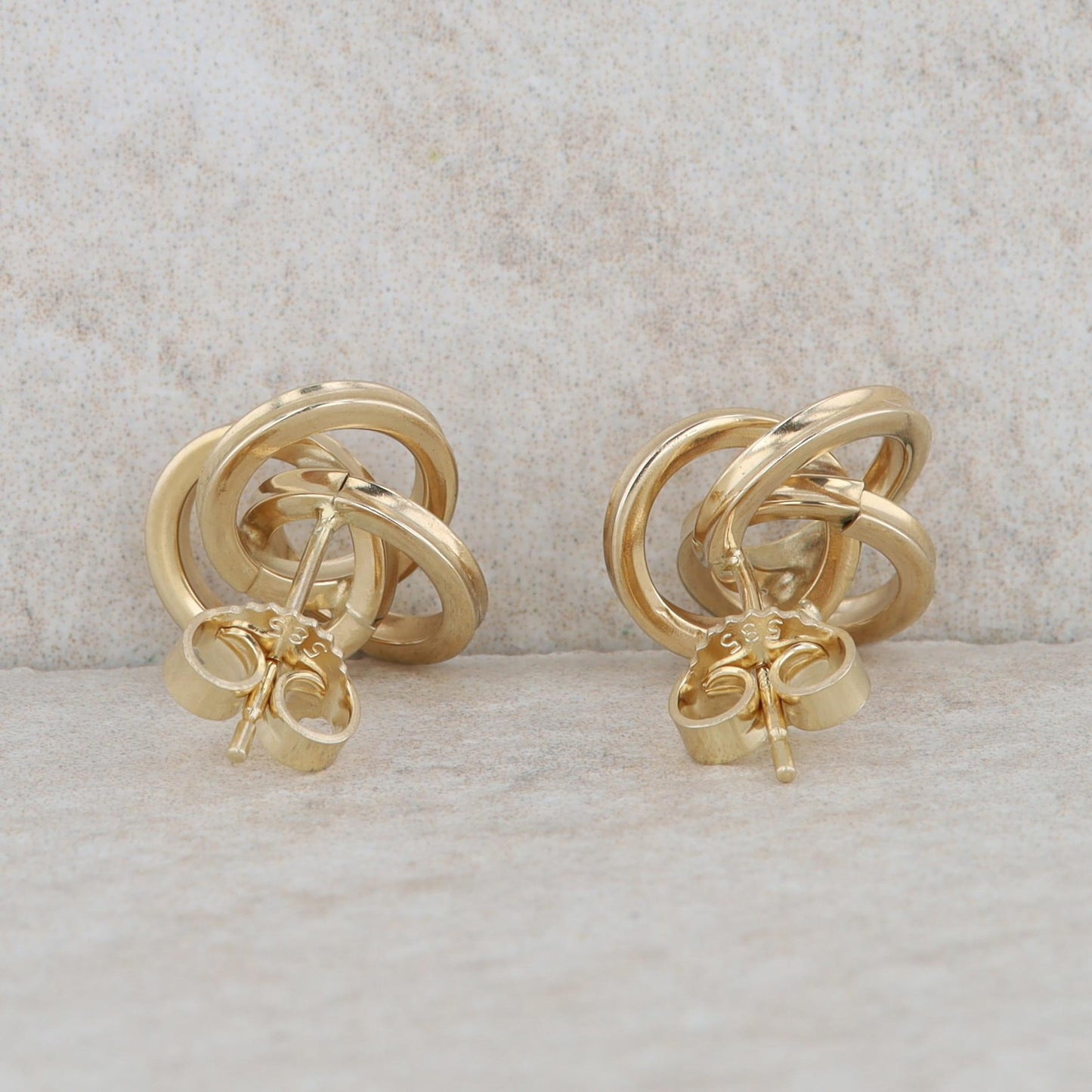 14k Yellow Gold Love Knot Stud Earrings