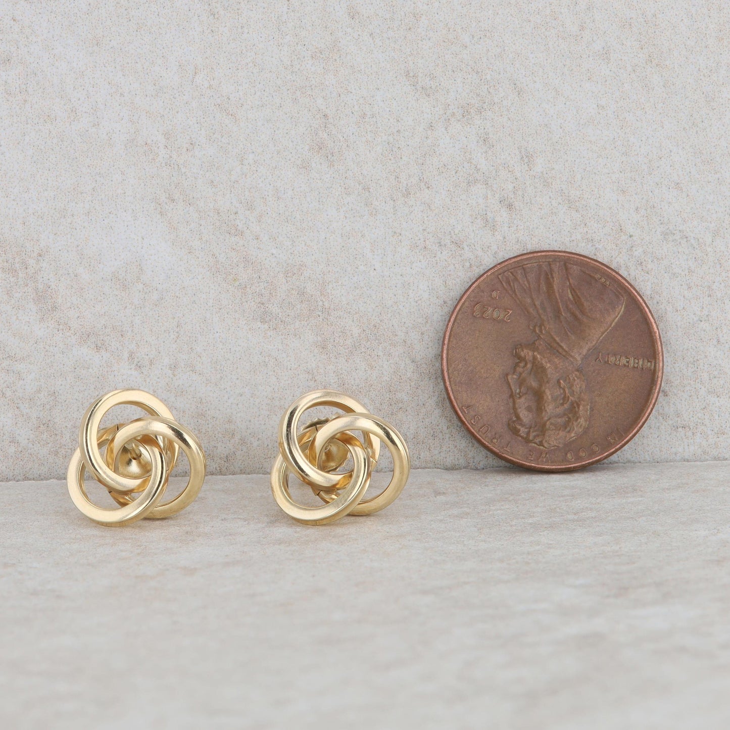 14k Yellow Gold Love Knot Stud Earrings