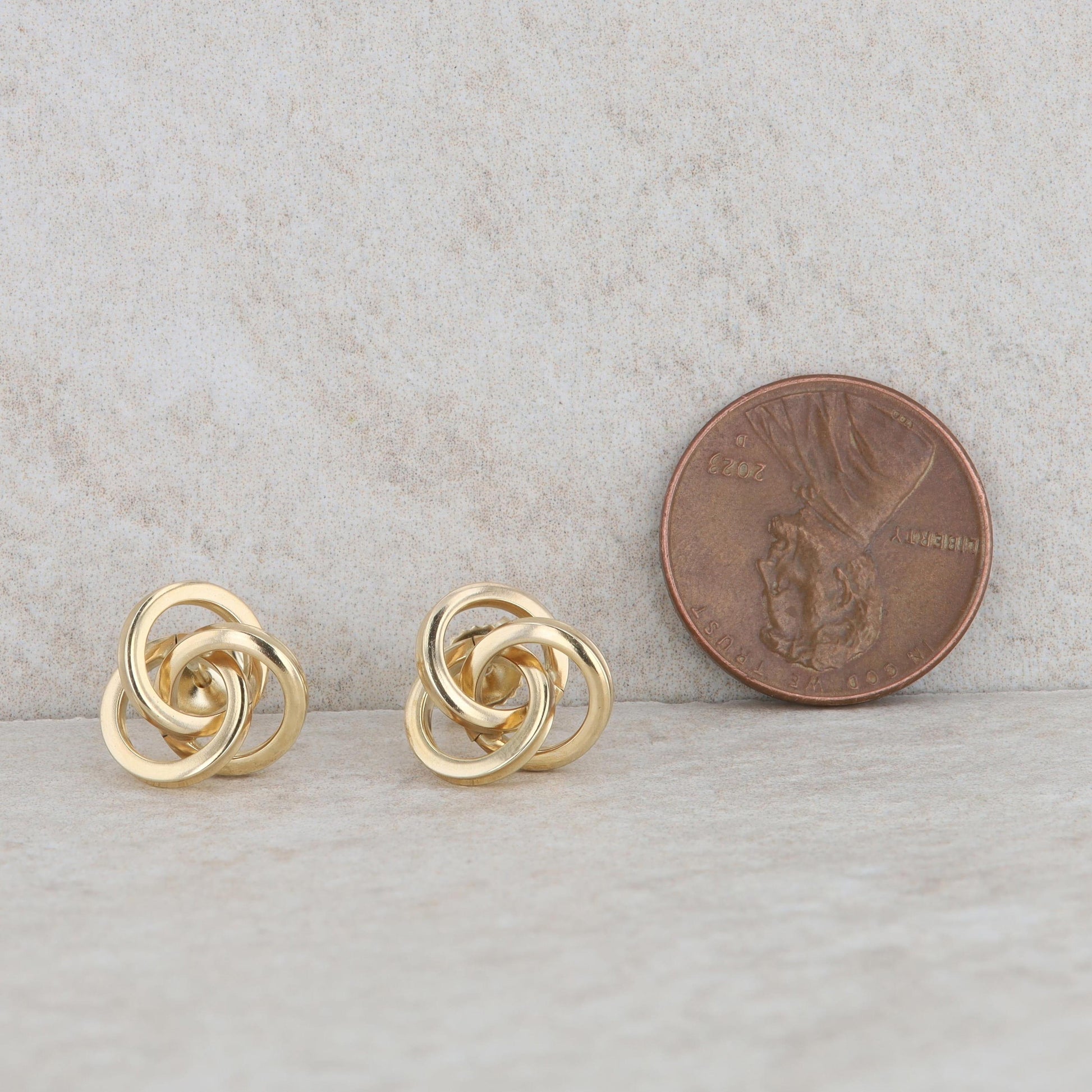 14k Yellow Gold Love Knot Stud Earrings