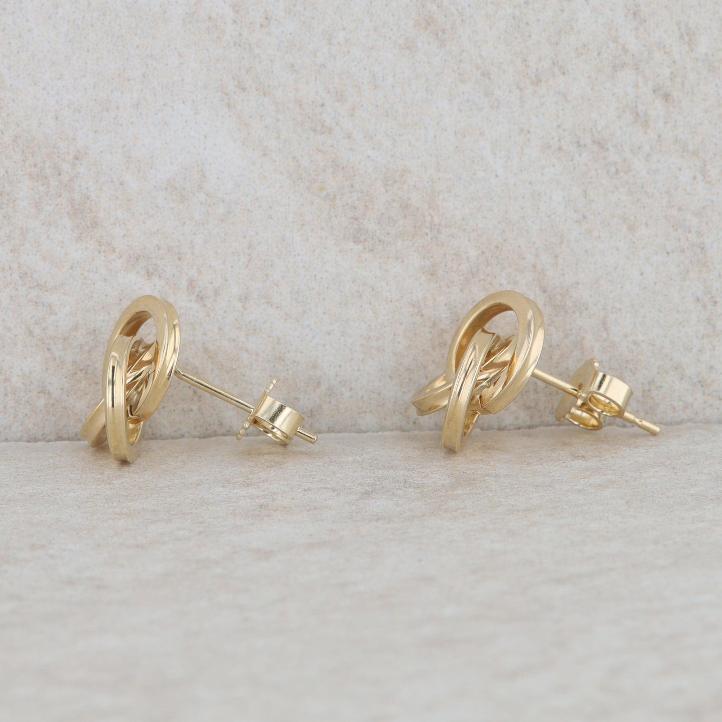 14k Yellow Gold Love Knot Stud Earrings