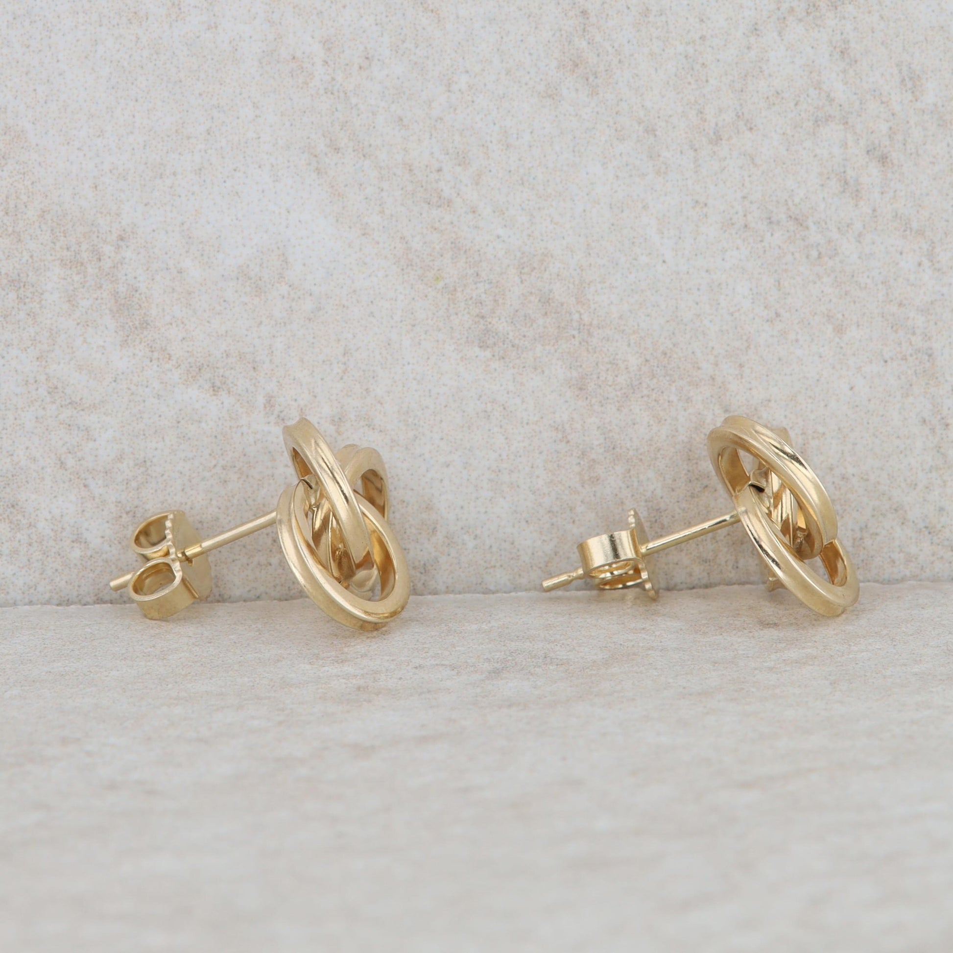 14k Yellow Gold Love Knot Stud Earrings