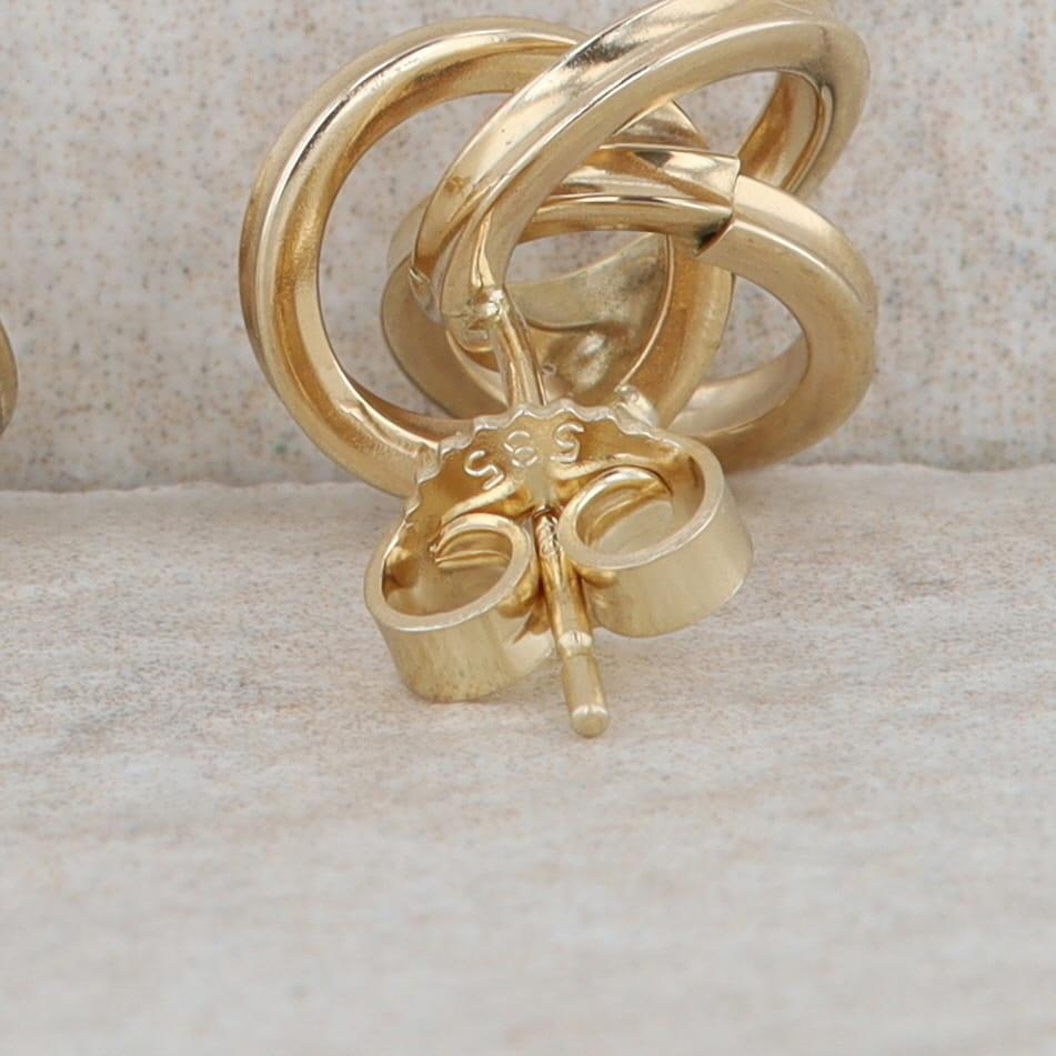 14k Yellow Gold Love Knot Stud Earrings