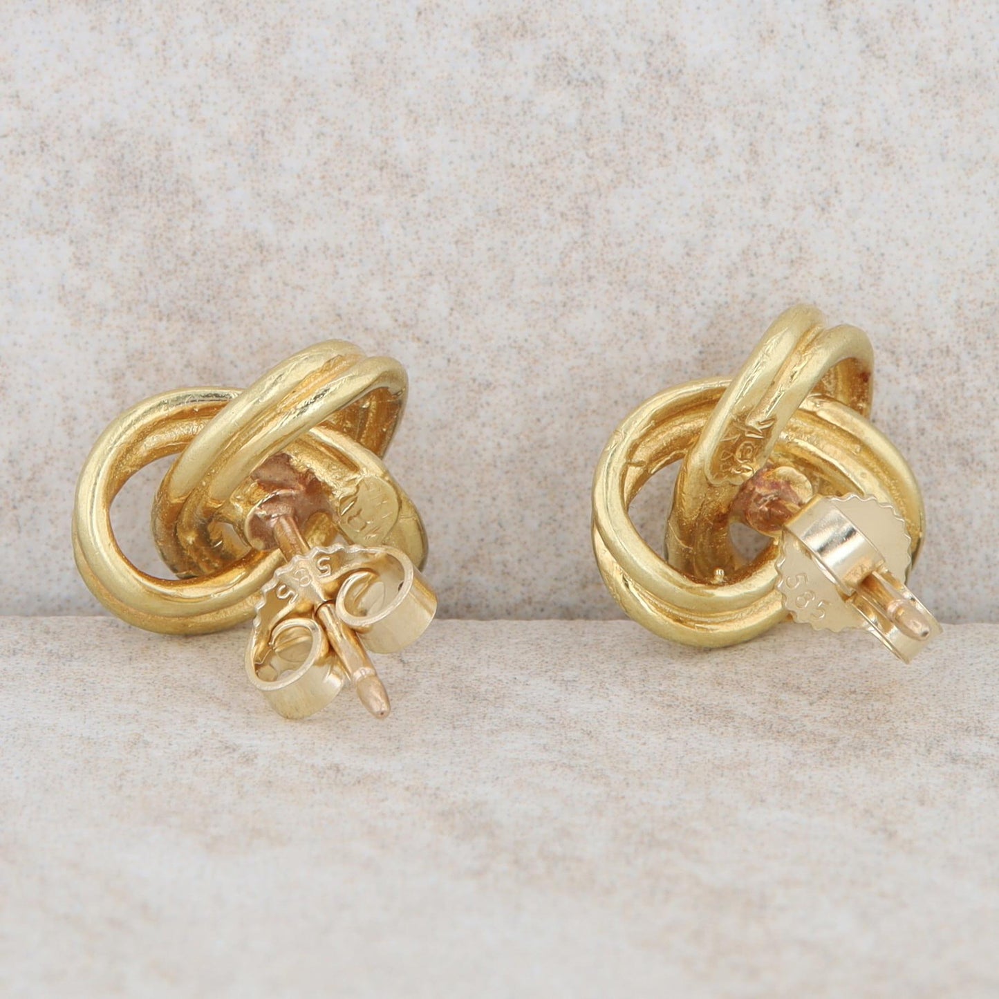 14k Yellow Gold Love Knot Stud Earrings 5.0g