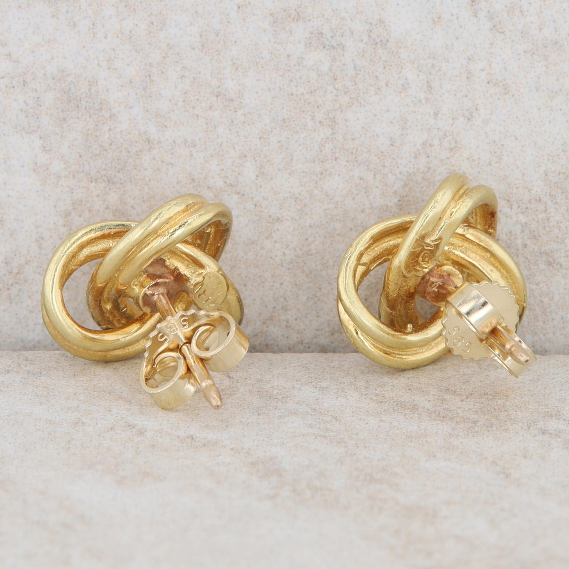 14k Yellow Gold Love Knot Stud Earrings 5.0g