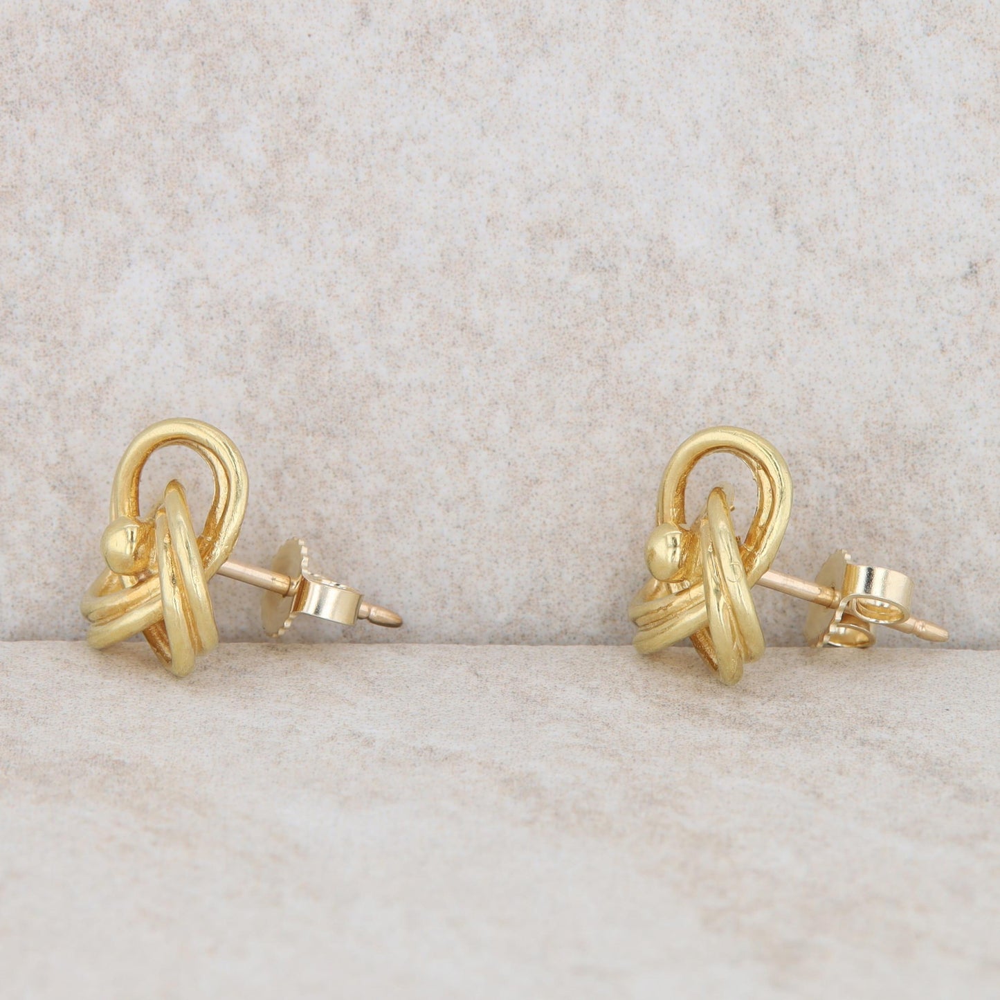 14k Yellow Gold Love Knot Stud Earrings 5.0g