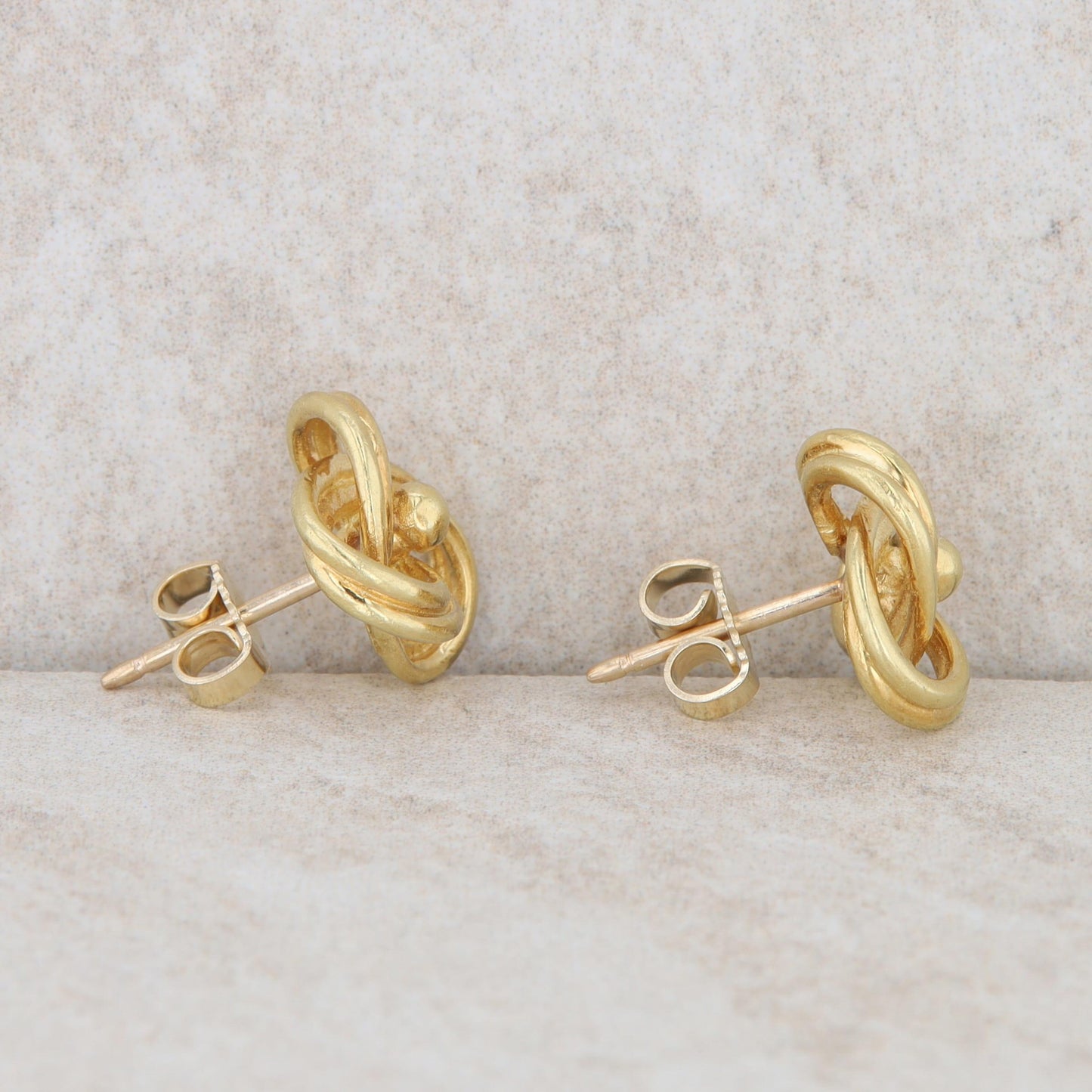 14k Yellow Gold Love Knot Stud Earrings 5.0g