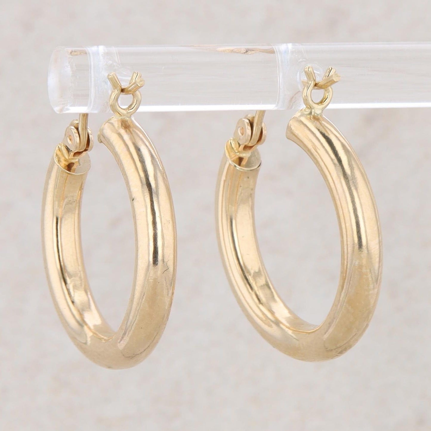 14k Yellow Gold 3mm Hollow Tube Hoop Earrings 1.33g