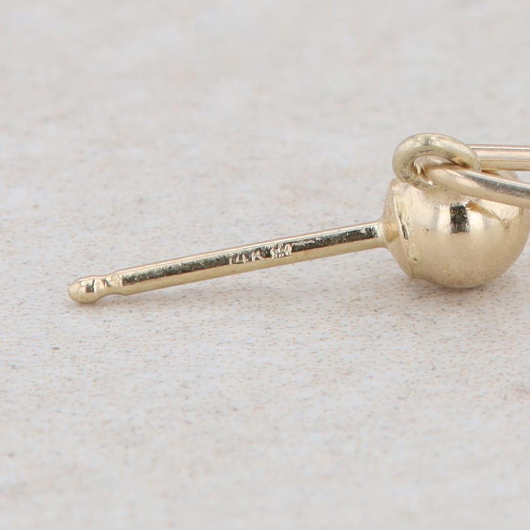 14k Yellow Gold Dangle Ball and Textured Earrings 1.81g