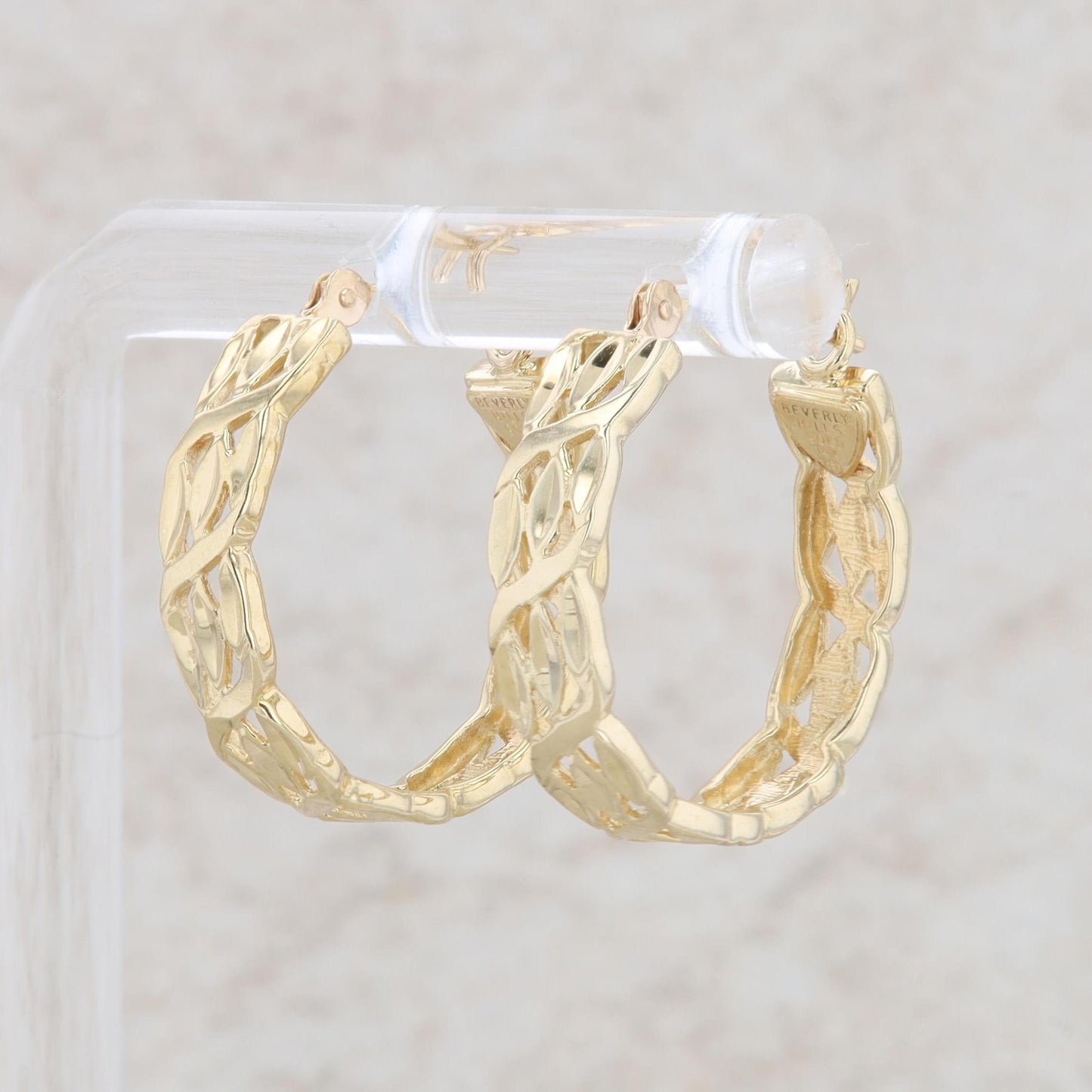 14k Yellow Gold Fashion Link Style Hoop Earrings 2.75g