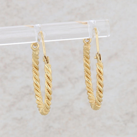 18k Yellow Gold Roped Hoop Earrings 3.12g