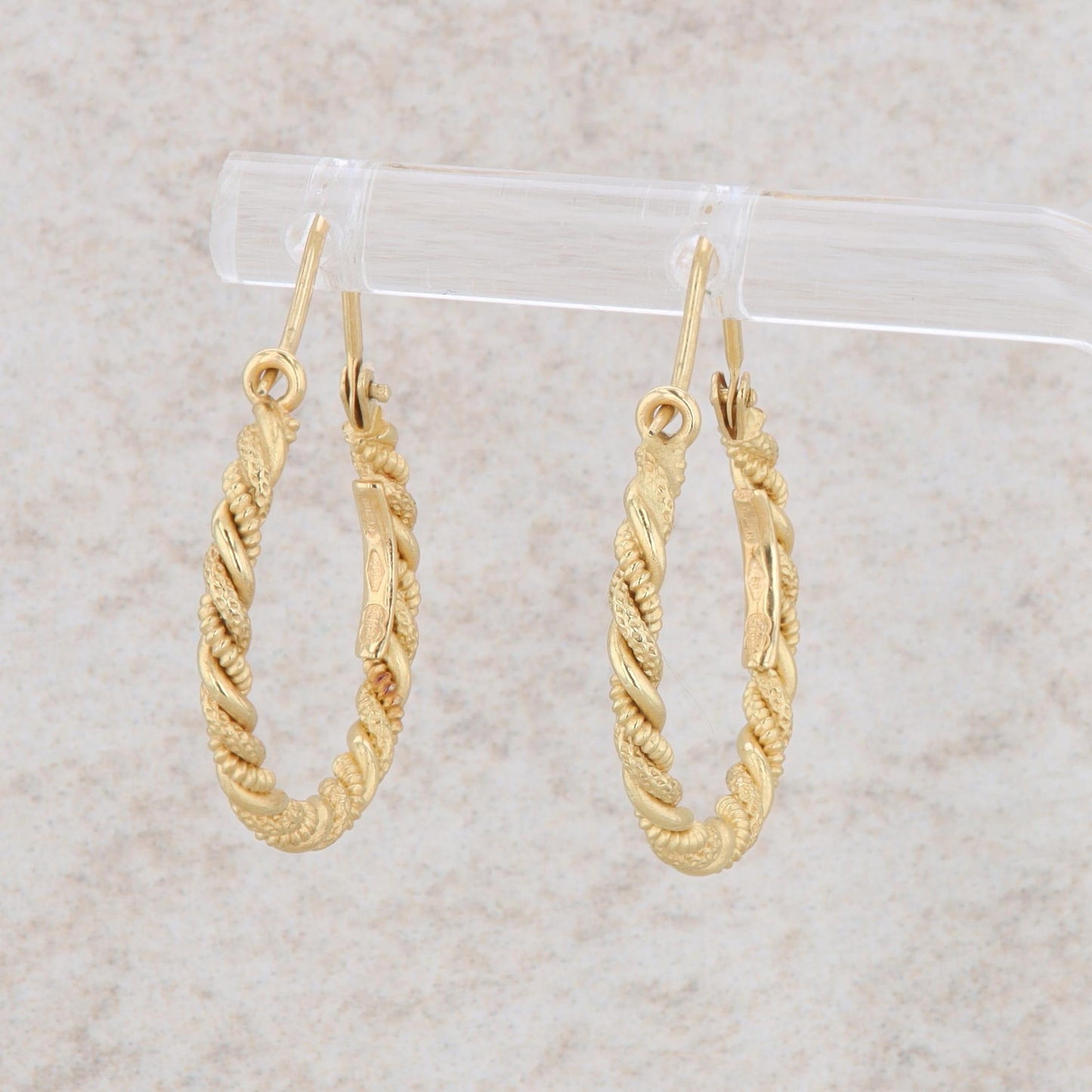 18k Yellow Gold Roped Hoop Earrings 3.12g