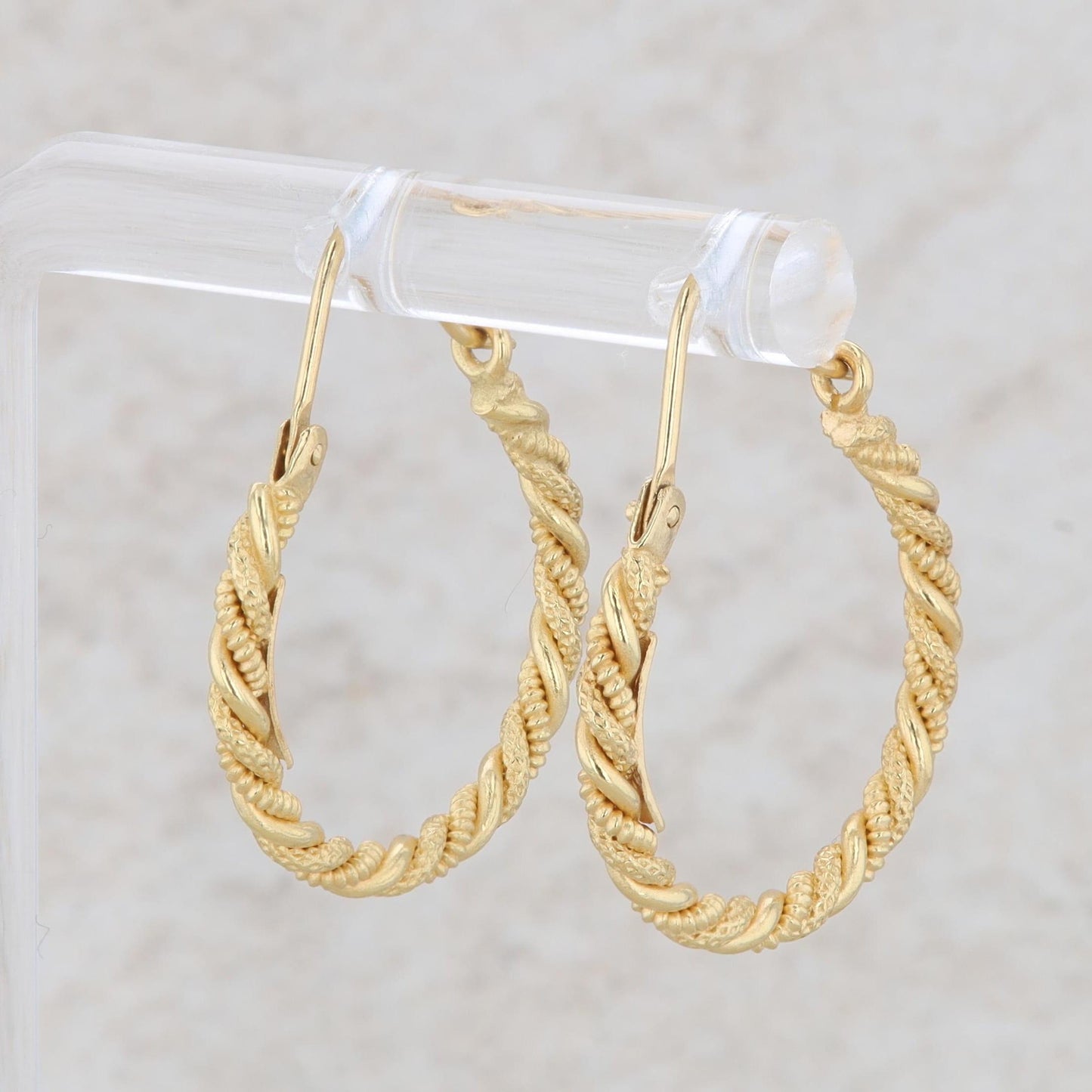 18k Yellow Gold Roped Hoop Earrings 3.12g