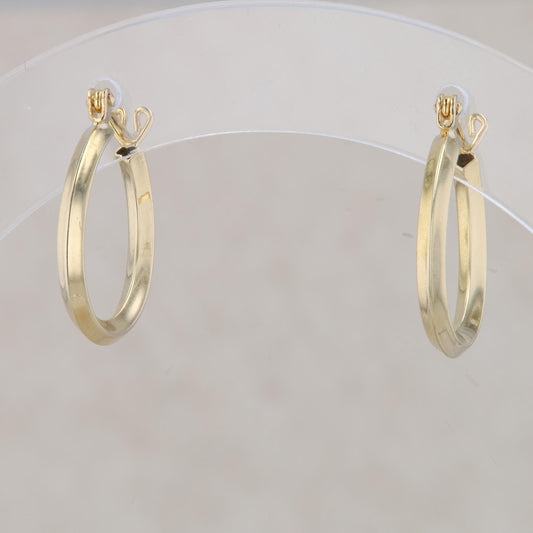 14k Yellow Gold Knife Edge Hoop Huggie Earrings 1.30g