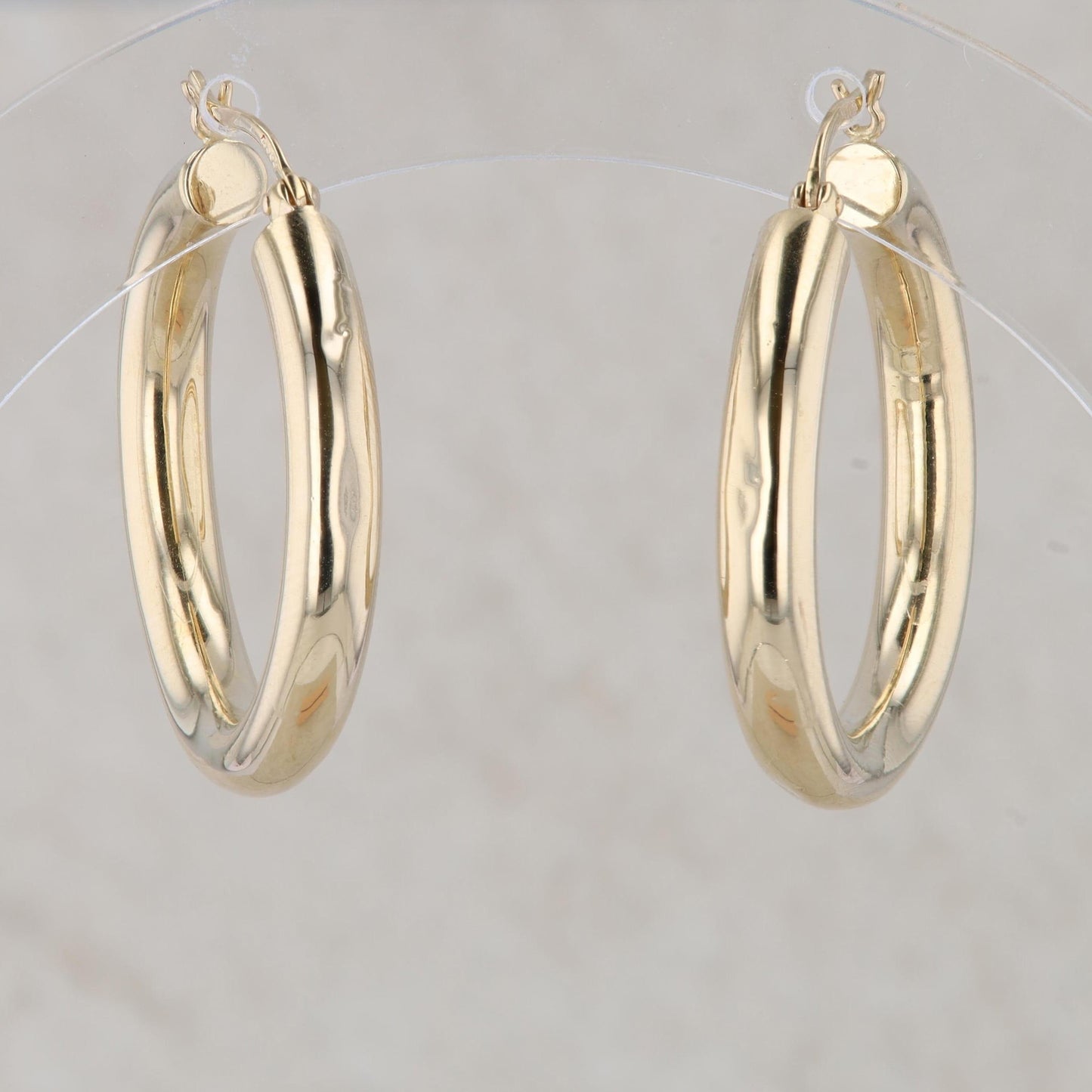 14k Yellow Gold Tube Hollow Hoop Earrings 3.17g