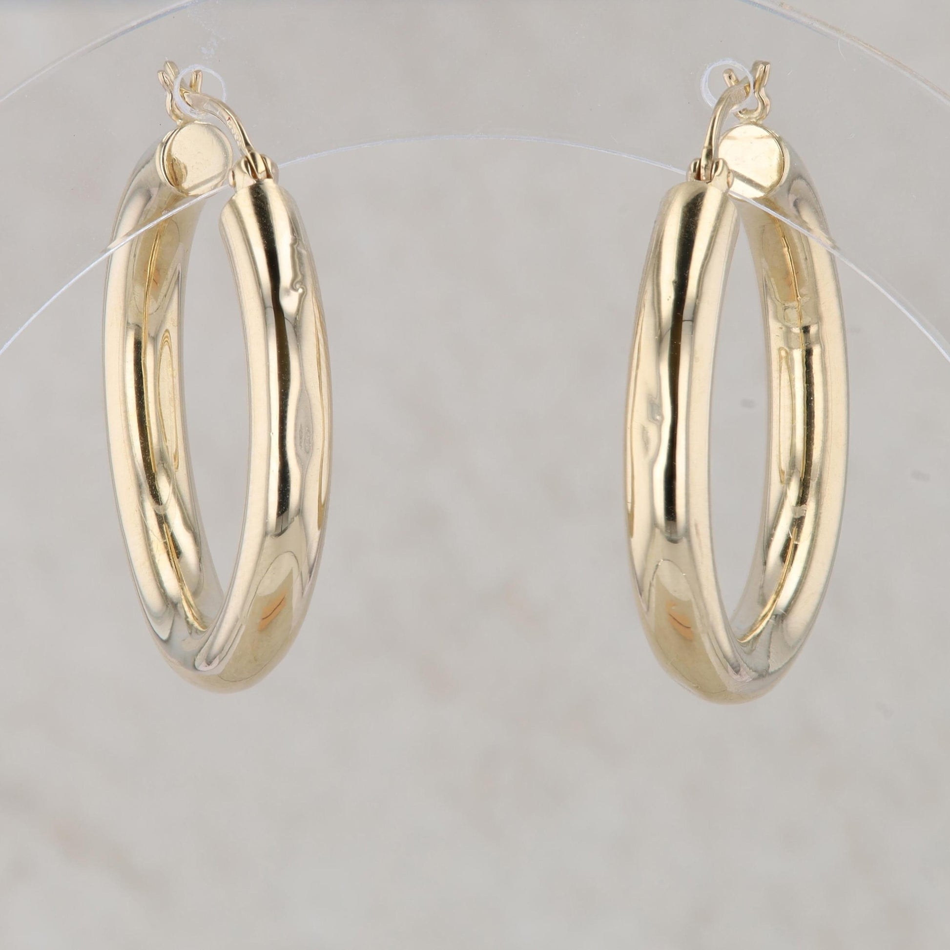 14k Yellow Gold Tube Hollow Hoop Earrings 3.17g