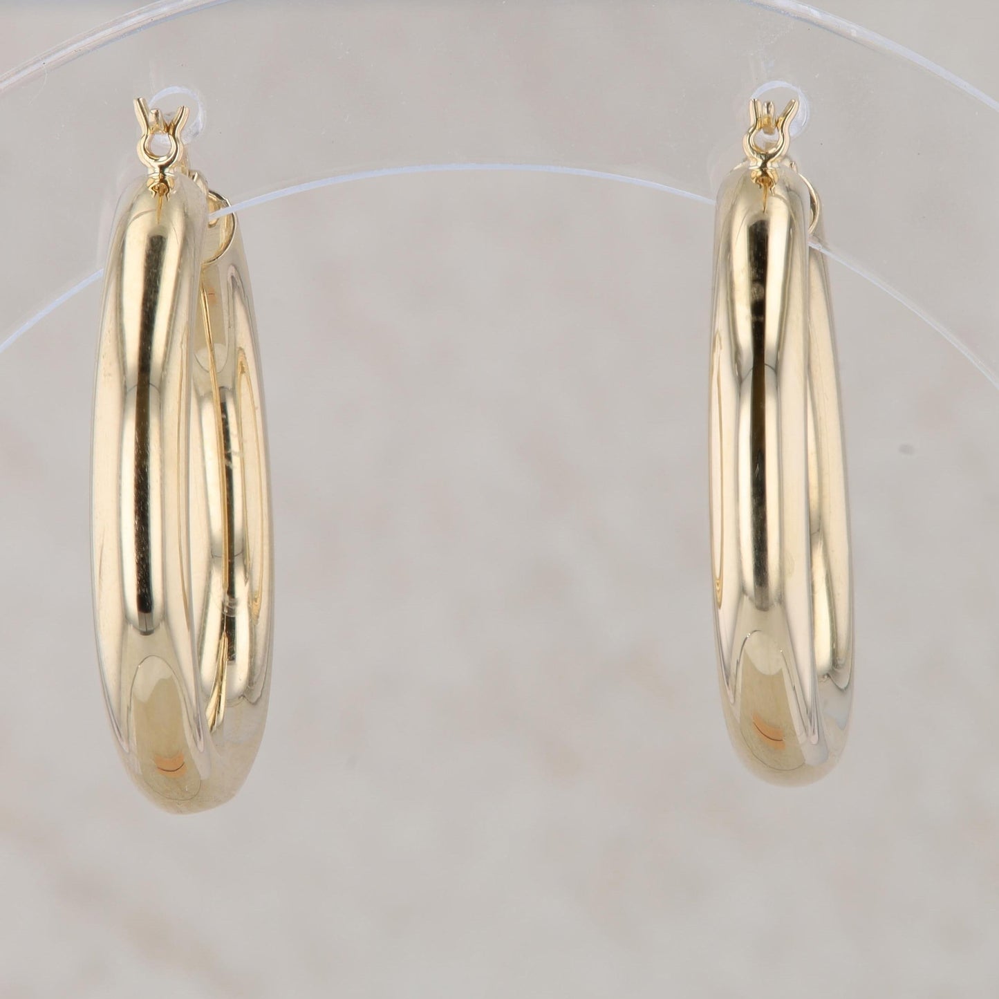 14k Yellow Gold Tube Hollow Hoop Earrings 3.17g