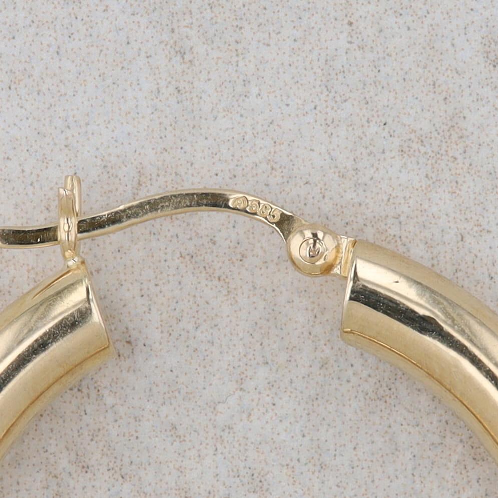 14k Yellow Gold Tube Hollow Hoop Earrings 3.17g