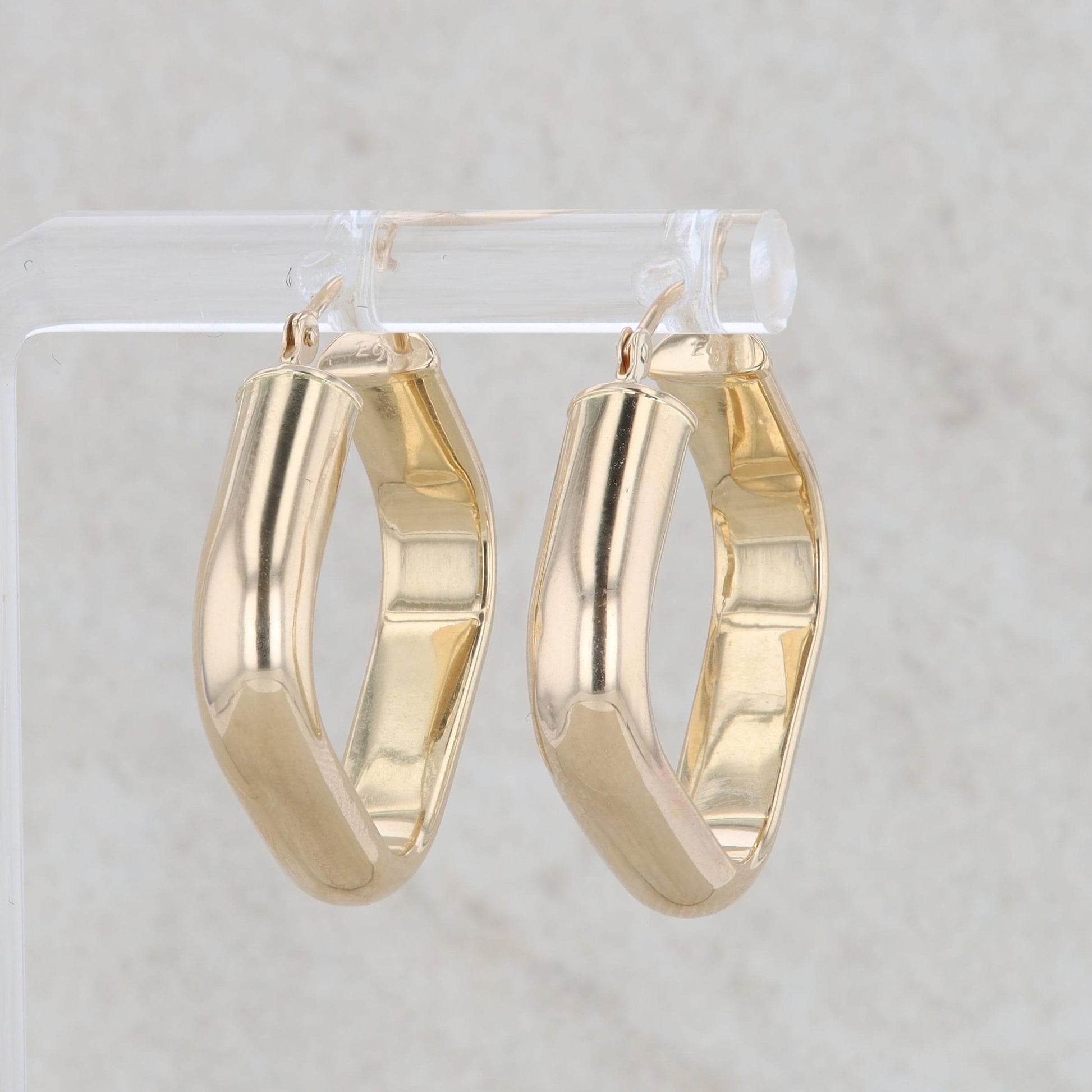 14k Yellow Gold Square Polished Hoops