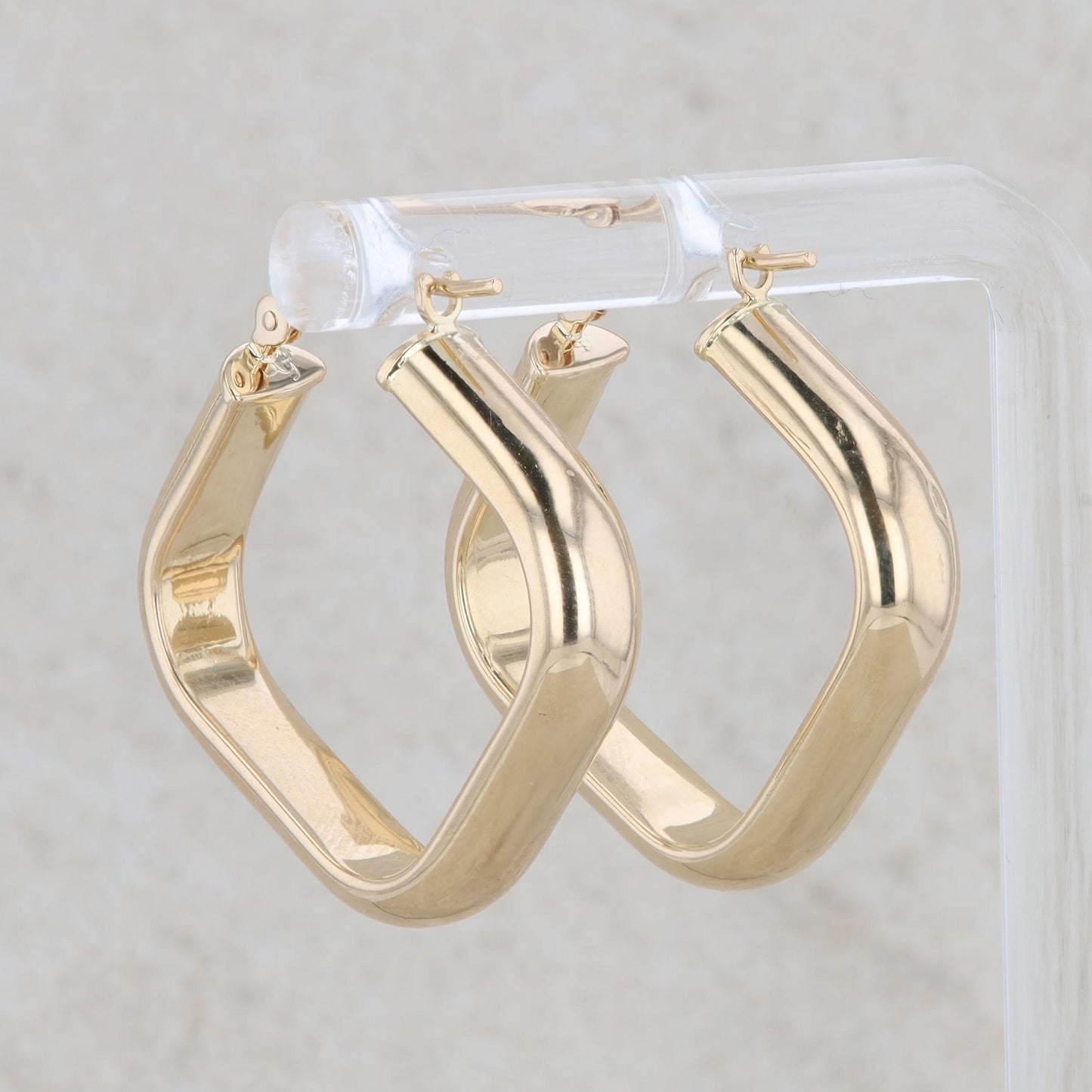 14k Yellow Gold Square Polished Hoops