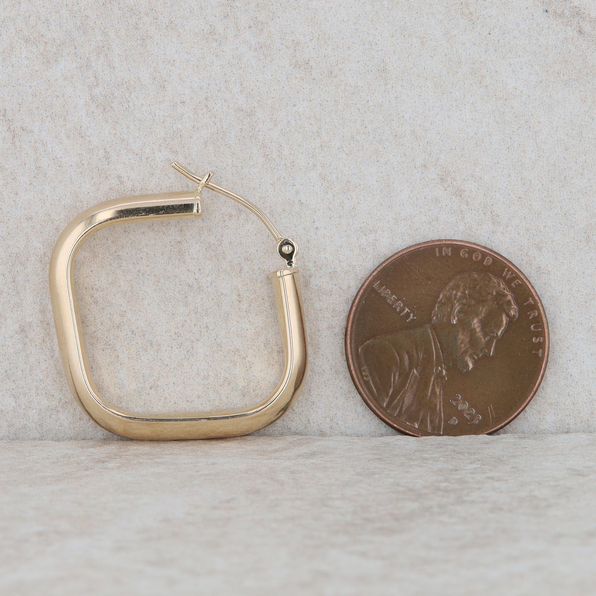 14k Yellow Gold Square Polished Hoops