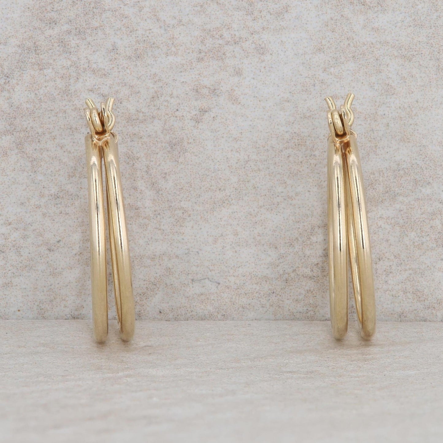 14k Yellow Gold Double Row Split Hoop Earrings, 1.5g