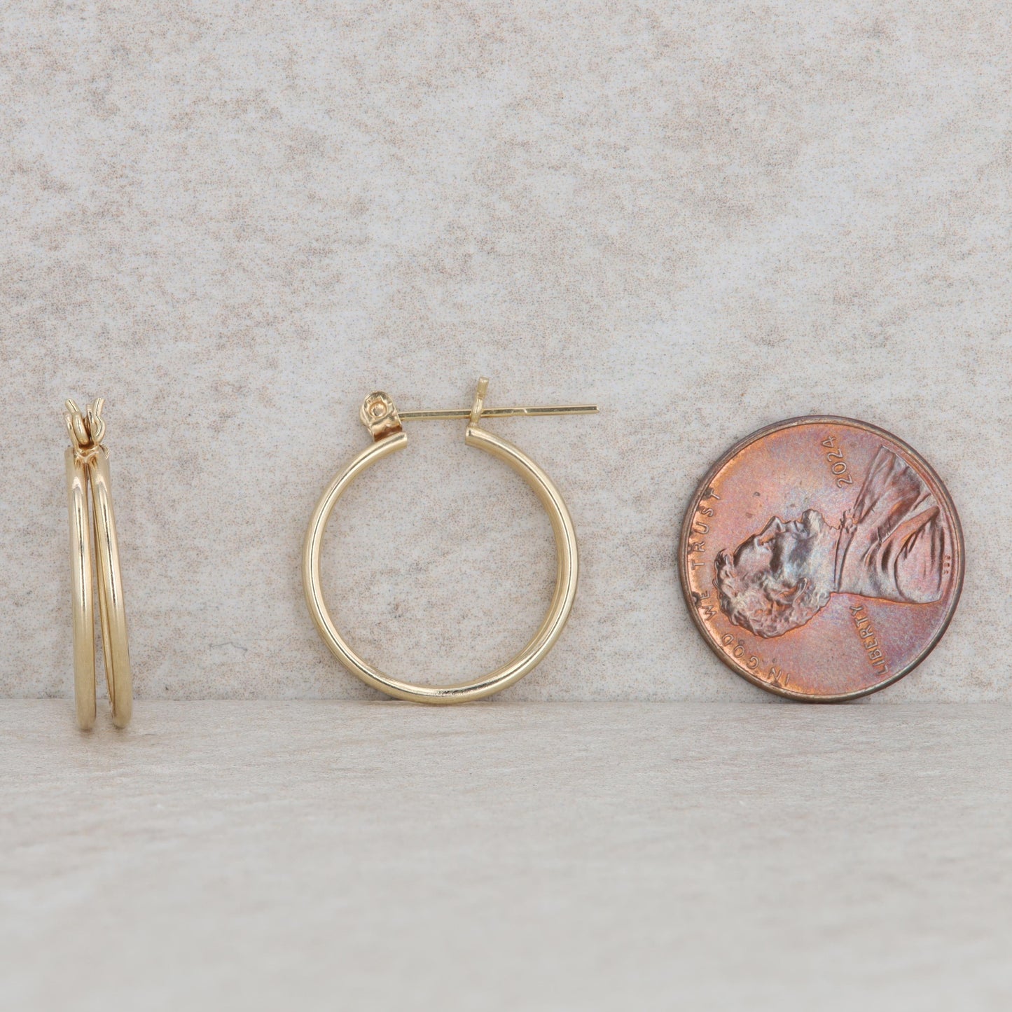 14k Yellow Gold Double Row Split Hoop Earrings, 1.5g