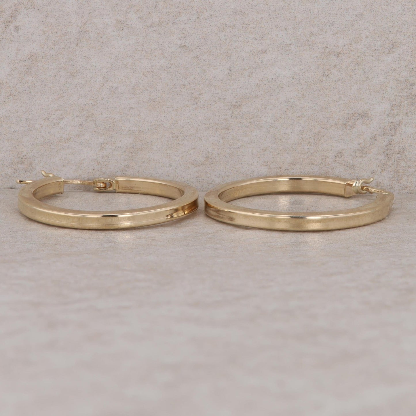14k Yellow Gold Flat Hoop Earrings, 3.0g