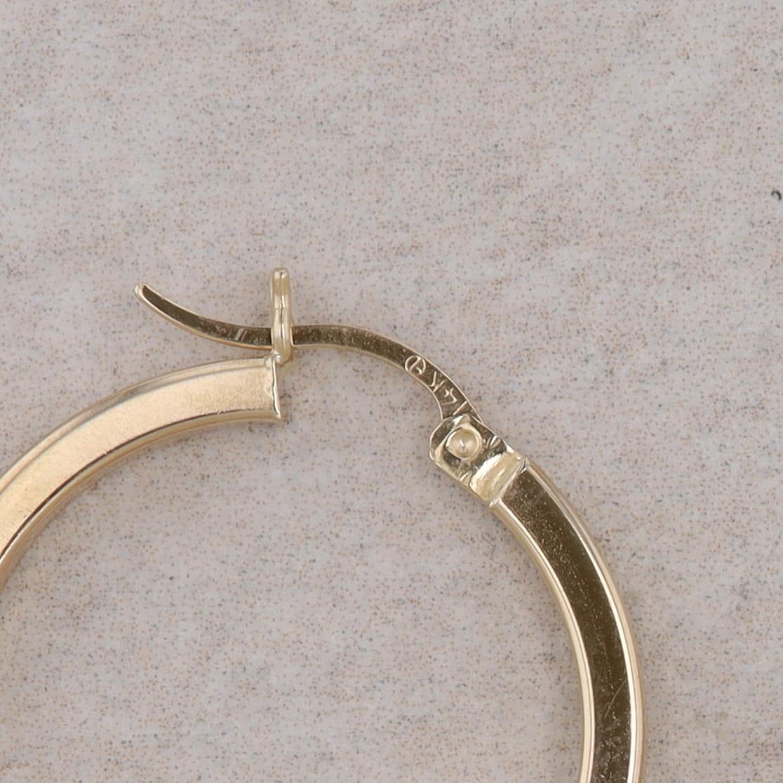 14k Yellow Gold Flat Hoop Earrings, 3.0g